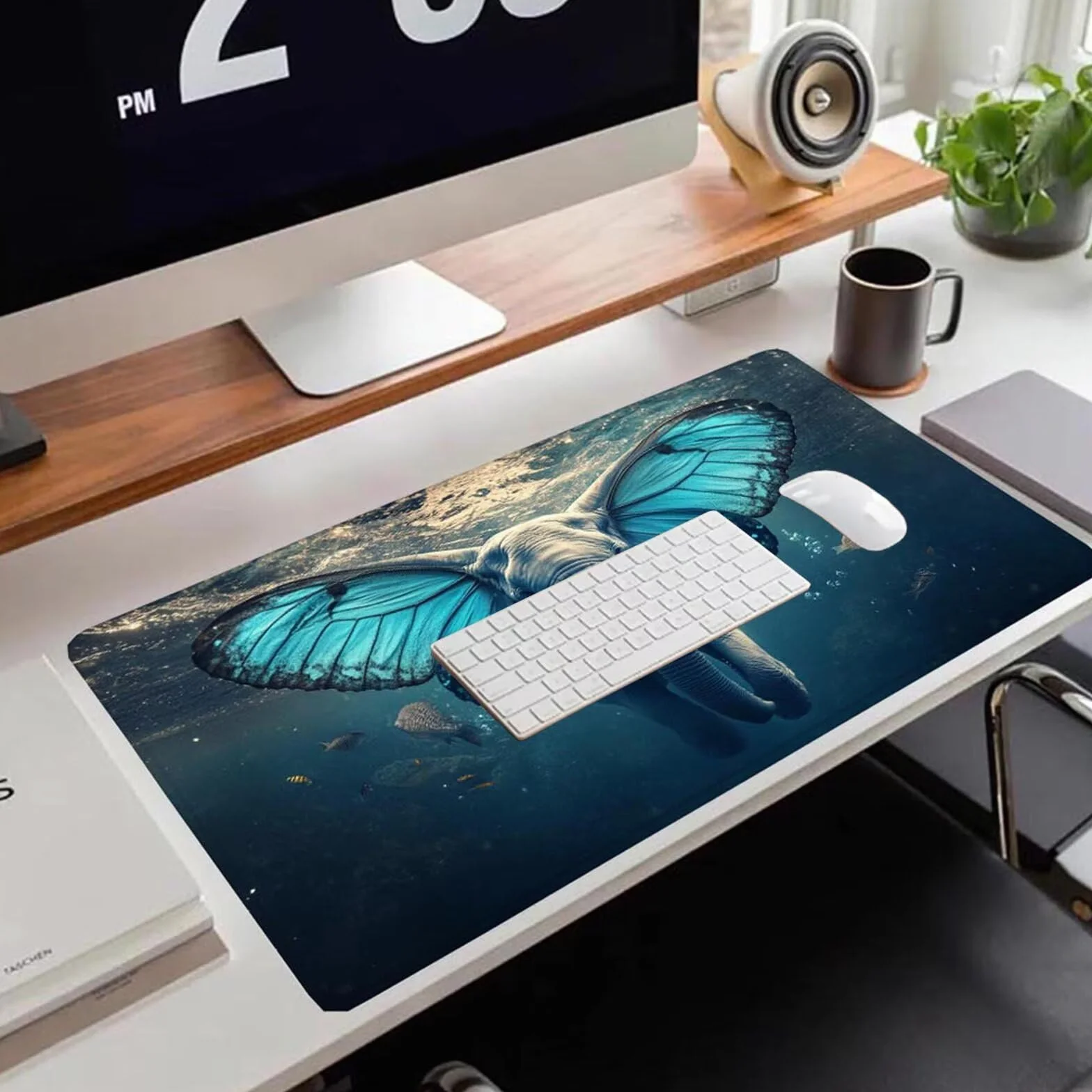Gamingowa podkładka pod mysz 1200 x 600 x 3 mm, XXL, wodoszczelna, odporna na ścieranie, z przyszytymi krawędziami, niebieska, podkładka na biurko, poprawia prędkość i precyzję pod laptopa, komputera