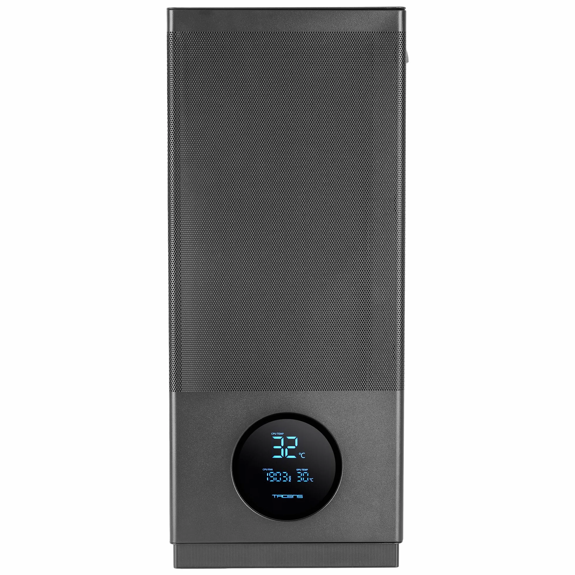 Tacens SAGITTA20, Obudowa PC ATX, Wyświetlacz LED z Temperaturami w Czasie Rzeczywistym, 3x Wentylatory 120mm, Boczne Szkło Hartowane, Przednia Metalowa Siatka Przeciwkurzowa, CableHatch, Czarny