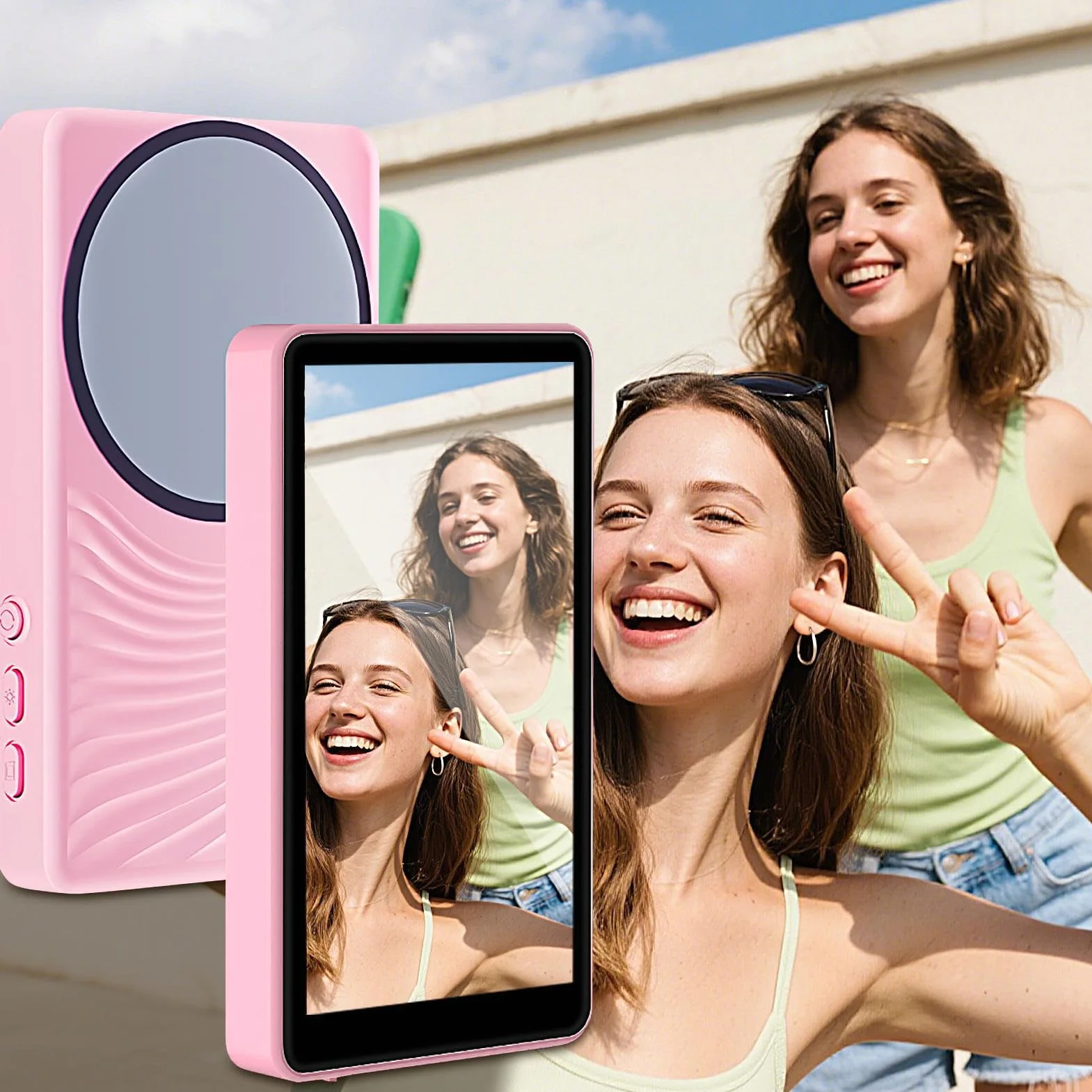 Ekran Monitorujący do Selfie Bezprzewodowy Monitor do Selfie z Nagrywaniem | Akcesoria Do Smartfona Z Mocowaniem Magnetycznym Do Użytku Wewnątrz I Na Zewnątrz