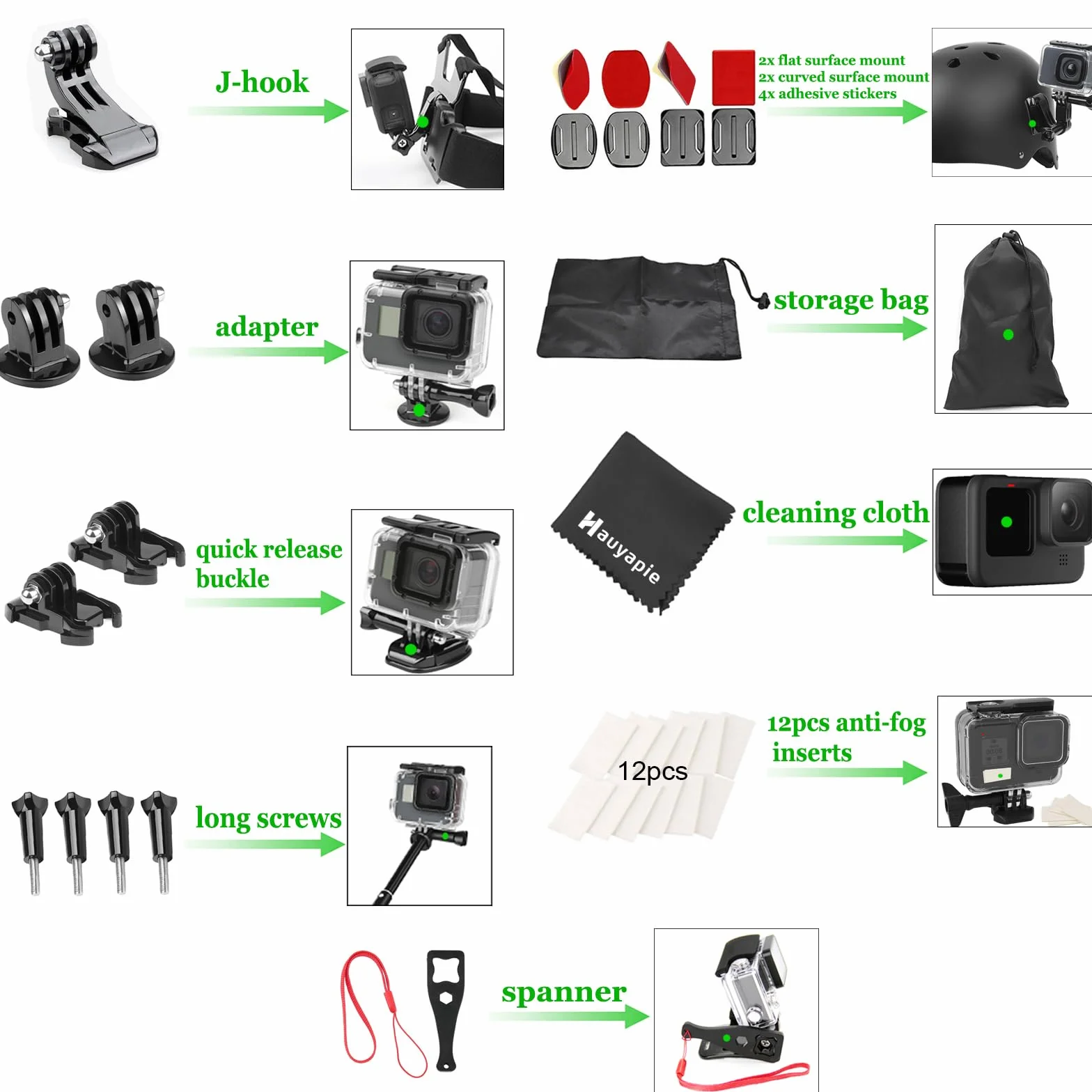 Akcesoria do kamer sportowych do kamer Gopro Hero 13 12 11 10 9. Monopod + statyw i inne akcesoria do Gopro 13 12 11 10 9