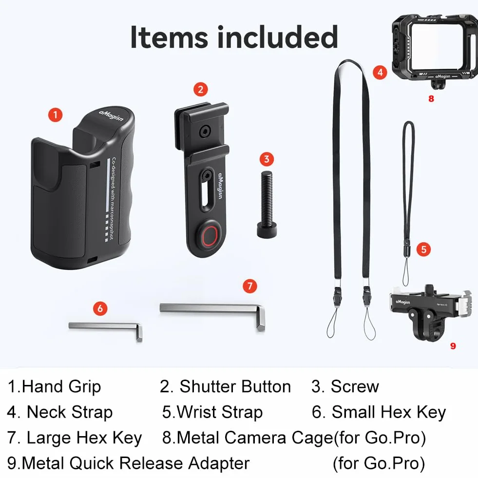 Uchwyt boczny kamery Xplorer Grip Kit do kamery sportowej DJI/Insta.360/ Go.Pro, akcesoria do uchwytów do Go.Pro 13/ Insta.360 Ace Pro 2/ DJI Action 5 Pro (do Go.Pro)
