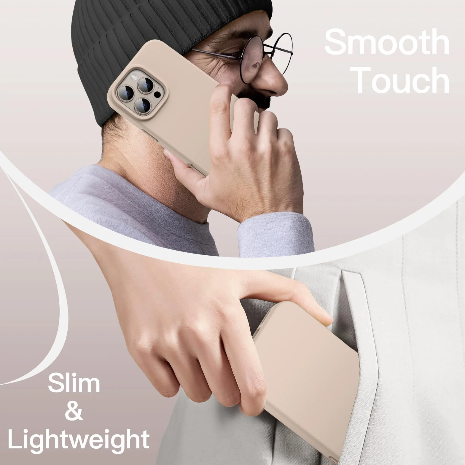 JETech Etui Silikonowe iPhone 16 Pro 6,3 Cala Ochronne Odporny na Zarysowania Tytan Pustynny