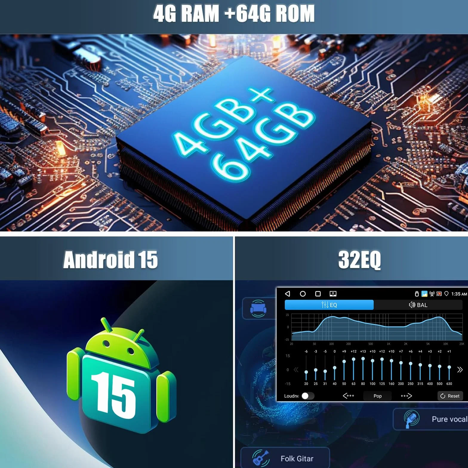 CAMECHO 4+64G 9 cali Android 15 radio samochodowe