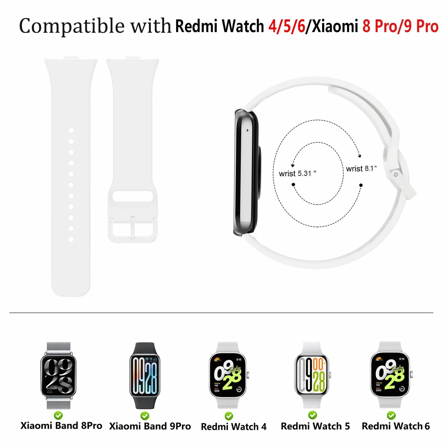 Pasek do zegarka Redmi Watch 4/5/6 Xiaomi Watch 8 Pro/9 Pro silikonowy