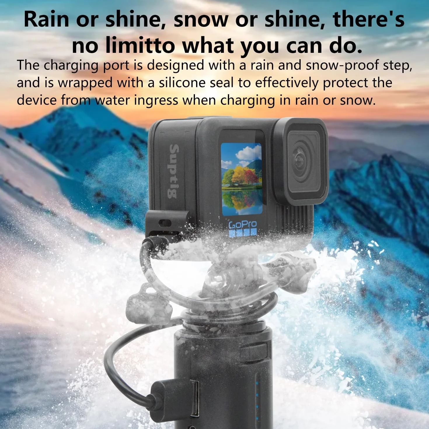 Suptig Ulepszona pokrywa drzwi baterii, zapasowe drzwi boczne do GoPro Hero 13, 12, 11, 10, 9, wodoodporna IPX 6 wodoodporna