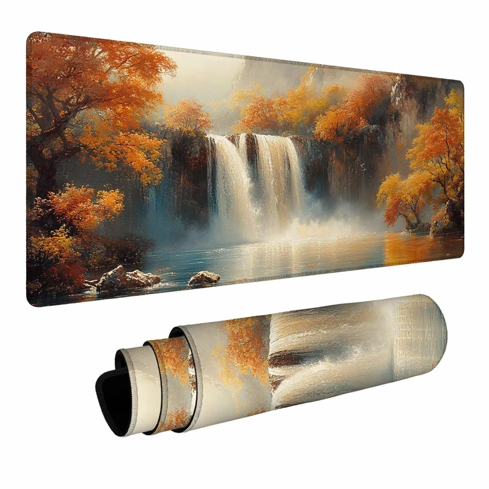 Podkładka pod mysz z wodospadem, XXL, 600 x 1400 x 3 mm, wodoodporna, gamingowa podkładka pod mysz, dokładność, prędkość do gier, akcesoria do gier, laptopa, biura, jako prezent FSBD-1953