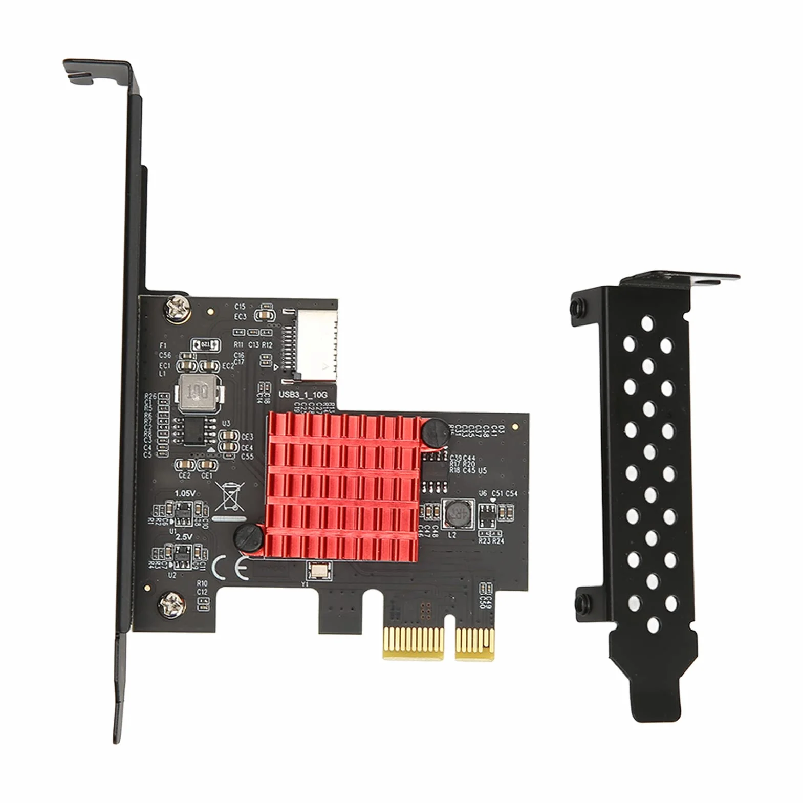 USB3.2 GEN2 Przednia Karta rozszerzeń TYPE E, Obsługa 10 Gb/s KLUCZ A TYP E Karta rozszerzeń Interfejsu PCIE 3.0 2X, dla dla Plug and Play, Nie Wymaga Sterownika