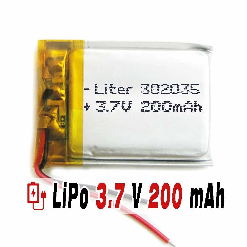 Bateria LiPo 302035 3.7V 200mAh 0.74Wh 37x20x4mm Akumulator Litowo-Polimerowy