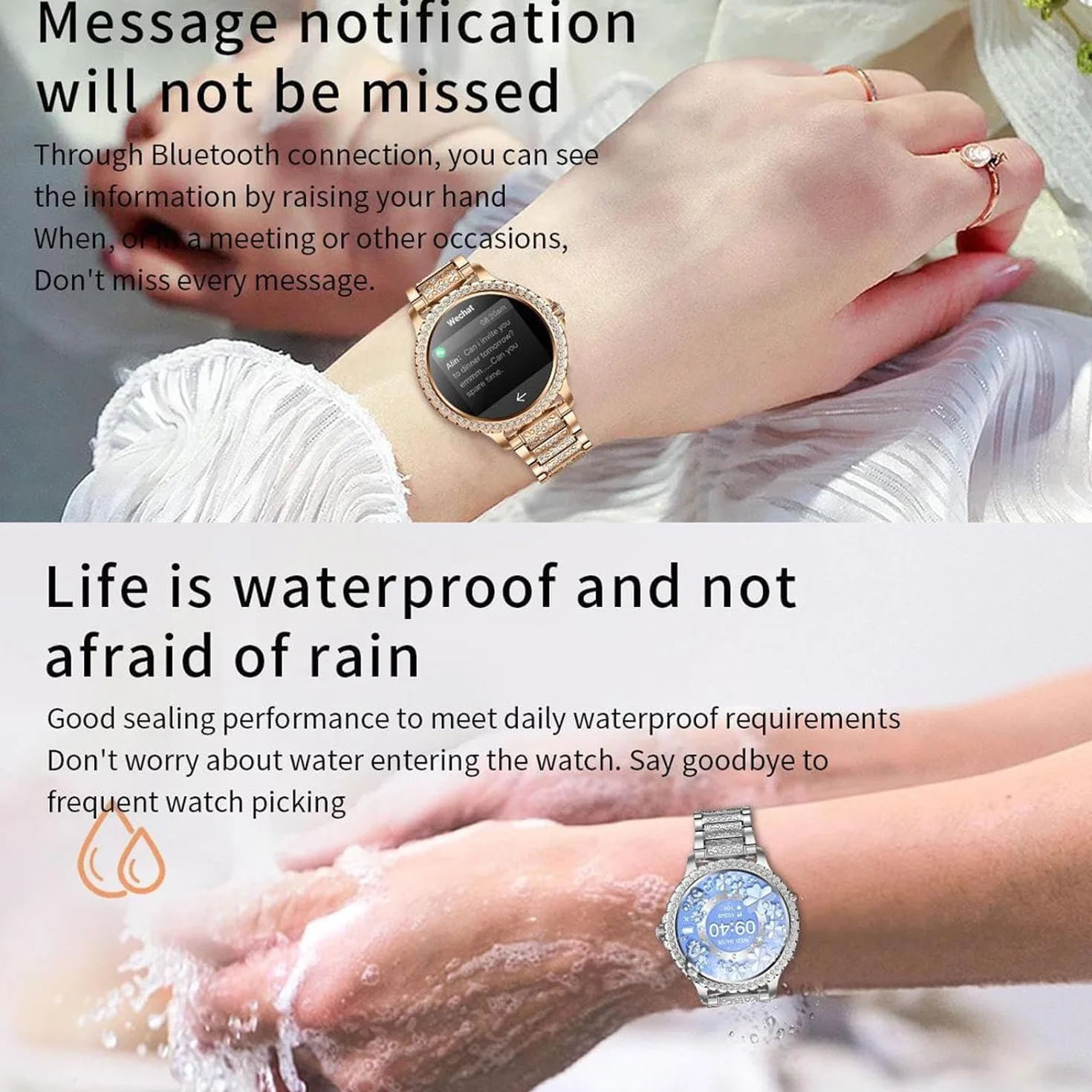 Inteligentny zegarek dla kobiet (odbieranie/wykonywanie połączeń), zegarek do fitnessu z czujnikiem tętna Spo2 podczas snu, smartwatch z krokomierzem i licznikiem kalorii dla telefonów z sys