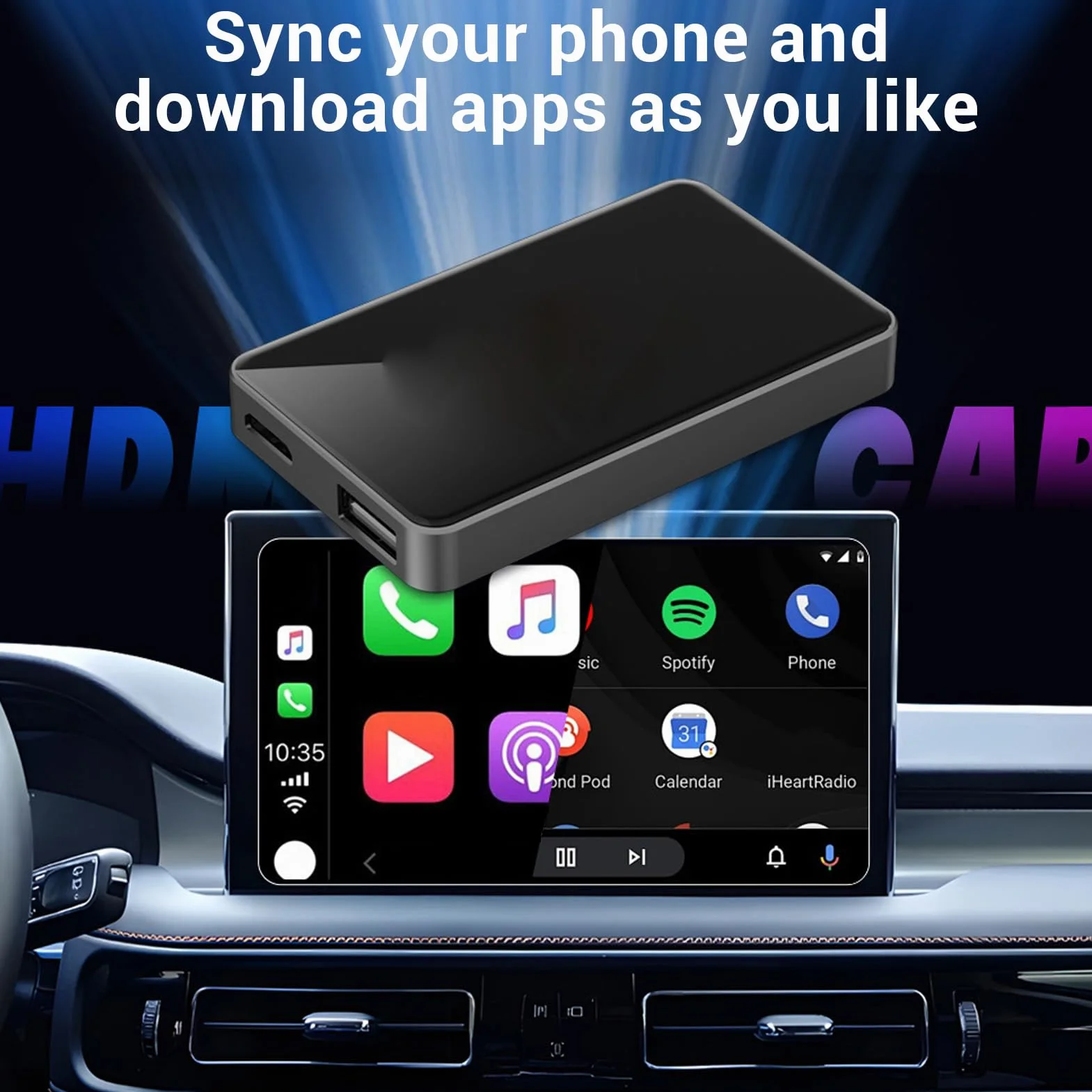 Ejoyous Bezprzewodowy Samochodowy Adapter Wideo Dongle Samochodowy Adapter WiFi ze Stopu Aluminium 4K Bluetooth 5 0 Aktualizacja OTA dla Kierowców Przesyłanie Strumieniowe połączeń Nawigacyjnych w
