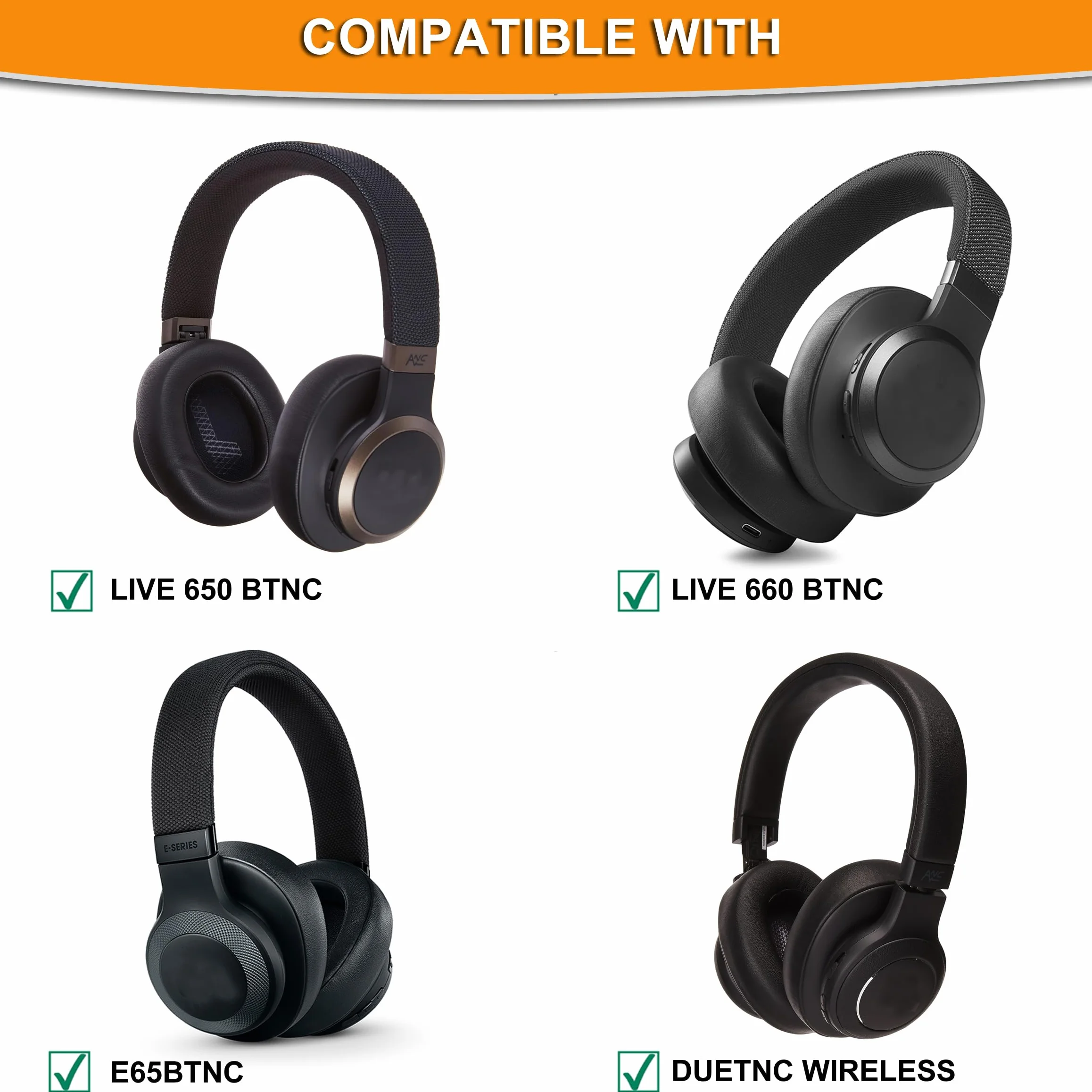 JBL E65 BTNC Live 650 BTNC nauszniki z pianki pamięciowej, zamiennik