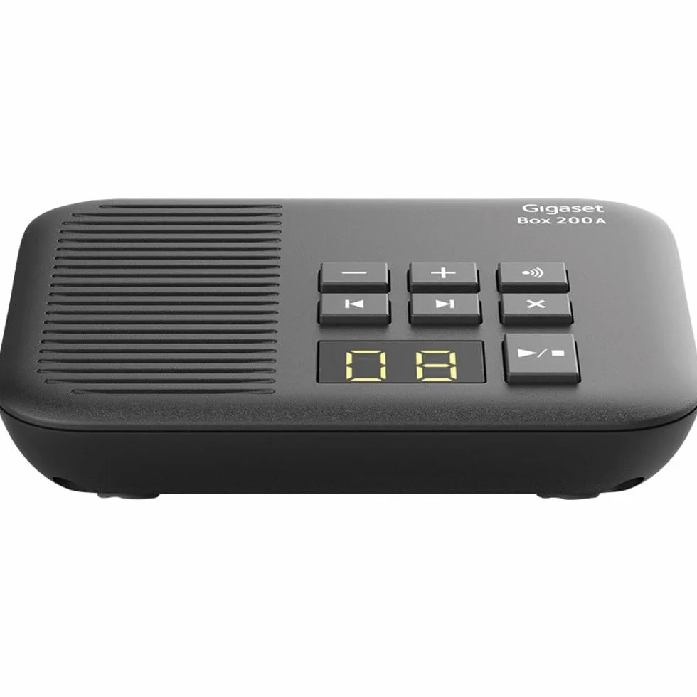 Gigaset Stacja bazowa DECT Box 200A z automatyczną sekretarką do Twojego własnego systemu komunikacji z telefonami komórkowymi Gigaset – podstawa obsługuje 6 urządzeń mobilnych do podłączenia analogowego telefonu, w kolorze czarnym