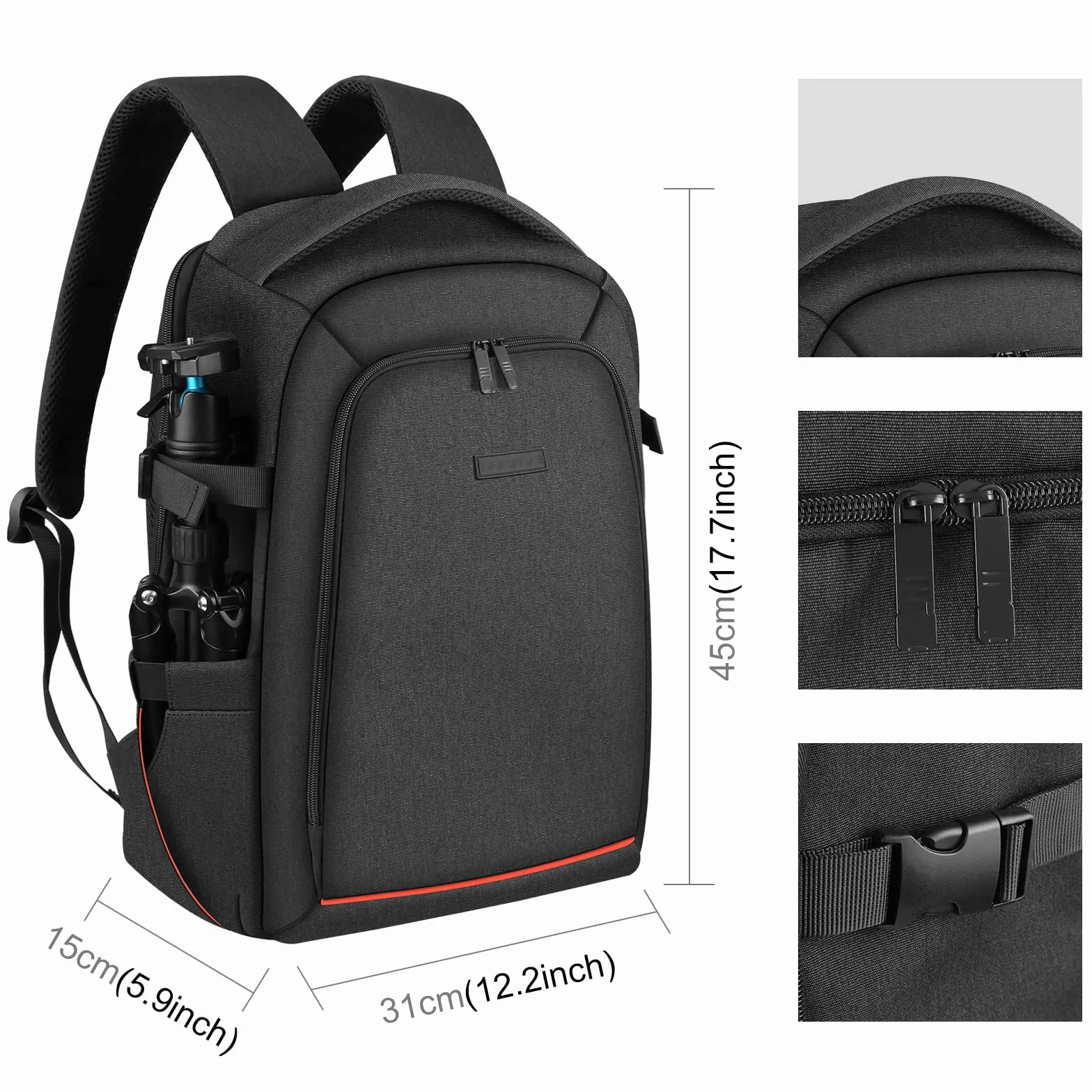 Fututech Torba fotograficzna do DJI Ronin-SC Ronin-S DSLR Camera DSLR Wodoodporny plecak na aparat, stabilizator odporny na zarysowania z osłoną przeciwdeszczową, czarna, czarny