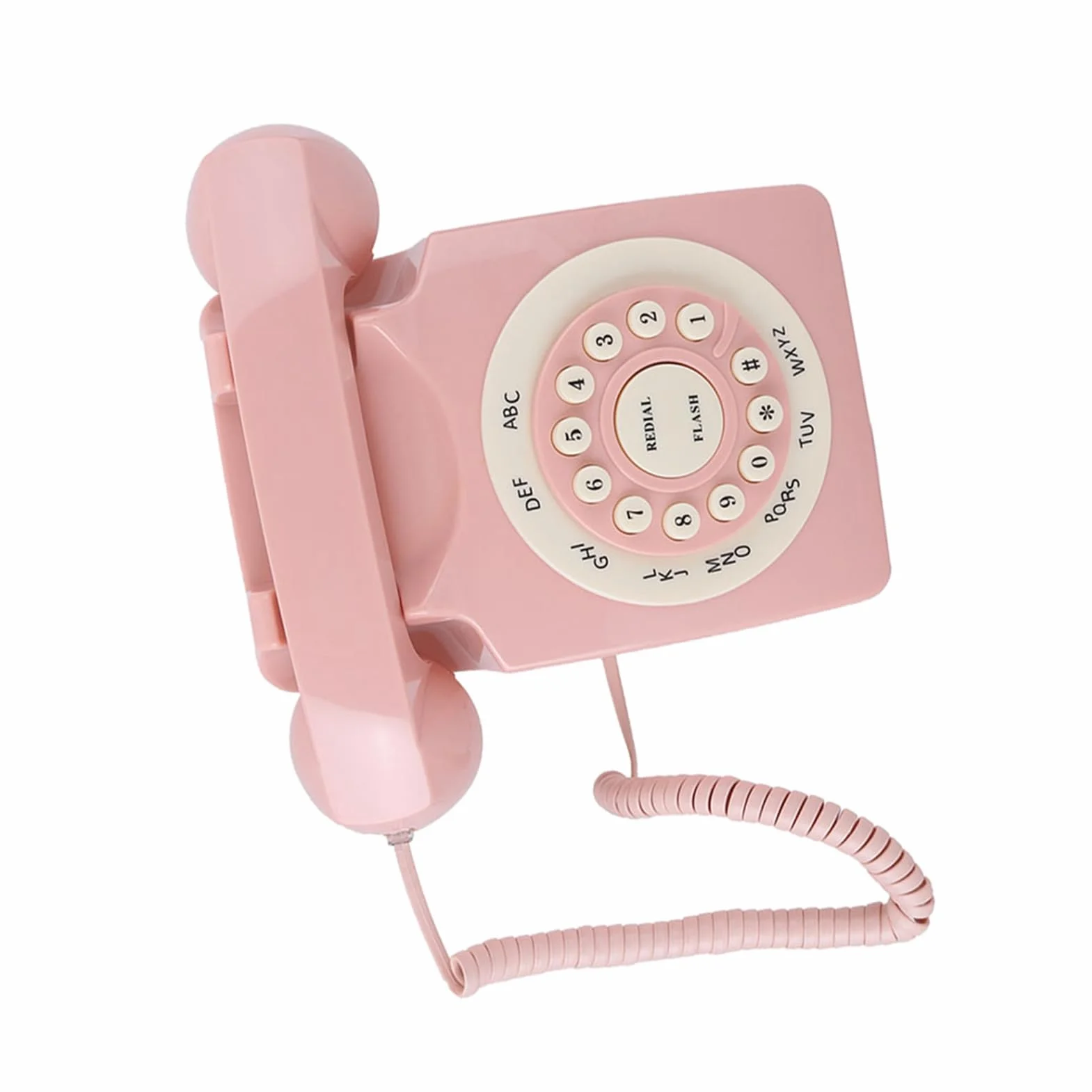Telefon w Stylu Vintage — jakość Rozmów w Wysokiej Rozdzielczości do Domowego Biura — Różowy Telefon Stacjonarny w Stylu Retro z dużą klawiaturą — Idealny Styl Vintage do Komunikacji