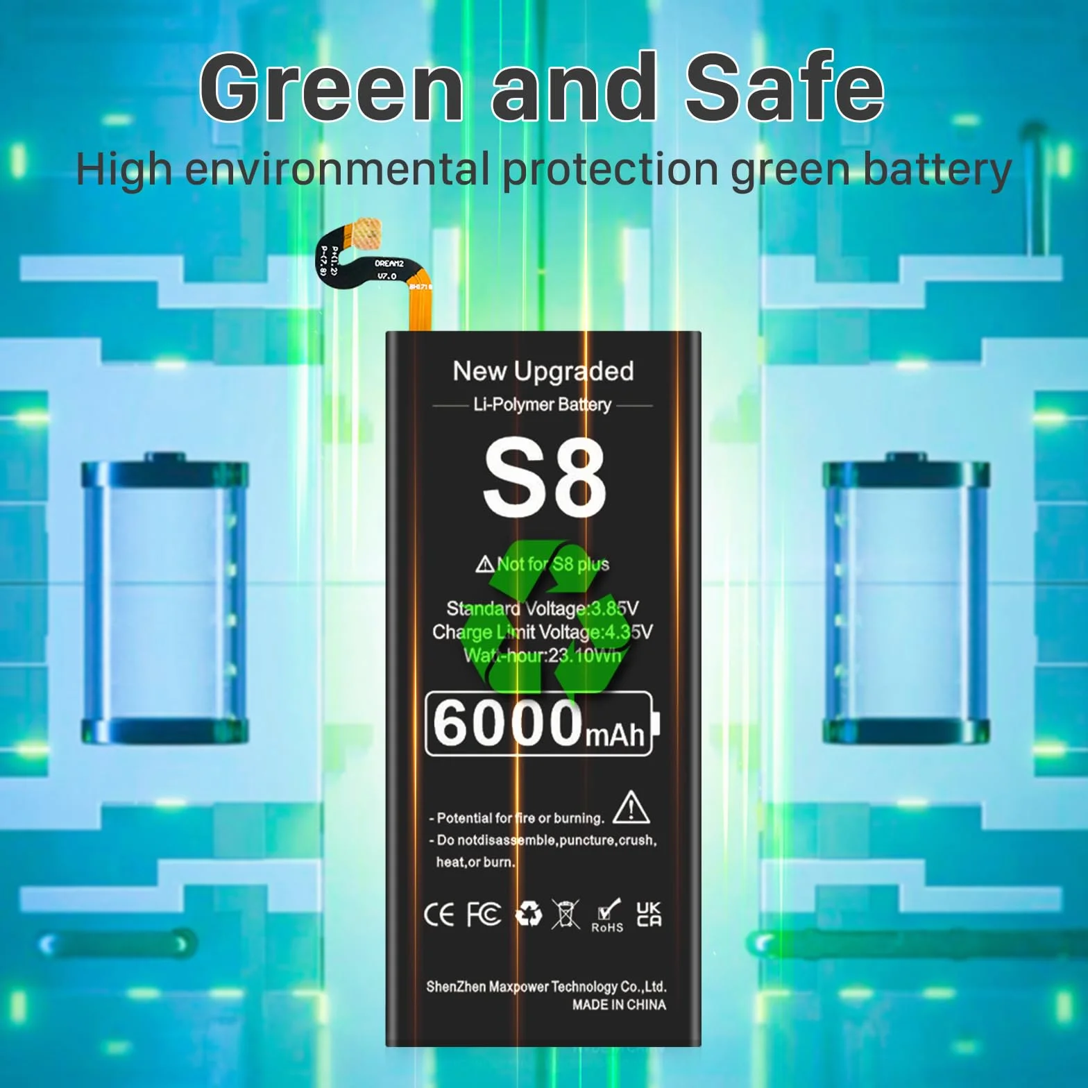 Bateria do Galaxy S8, akumulator 6000 mAh o dużej pojemności do Galaxy S8 EB-BG950ABE, EB-BG950ABA,SM-G950U z zestawami naprawczymi (nie pasuje do S8 Active, S8 Plus)