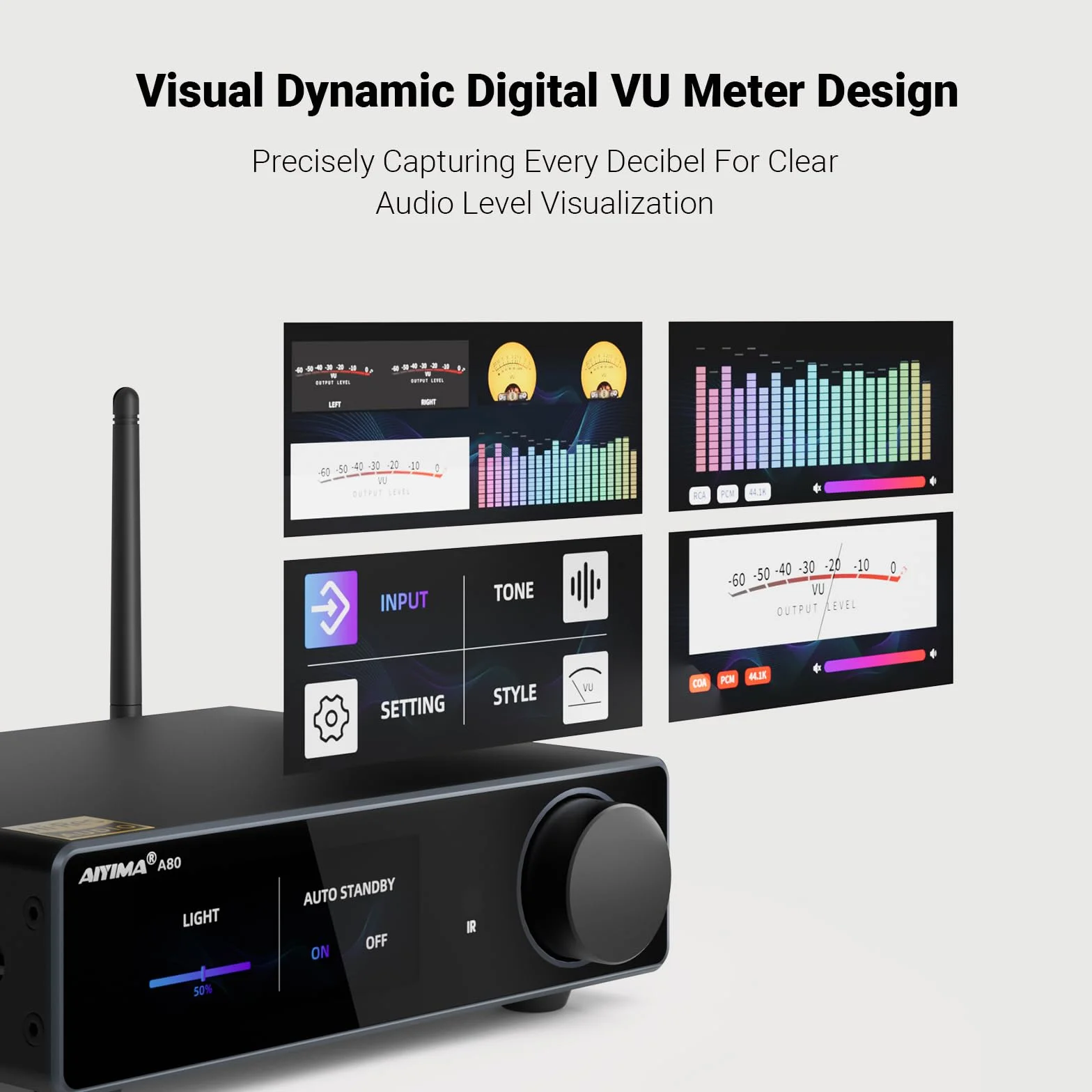 AIYIMA A80 Wzmacniacz mocy DAC TPA3255D2 Stereo HiFi 2.0 Kanał klasy D wzmacniacz Bluetooth 300Wx2 deoder ESS9038Q2M z PC-USB Koncentryczny optyczny TRS Wejście RCA