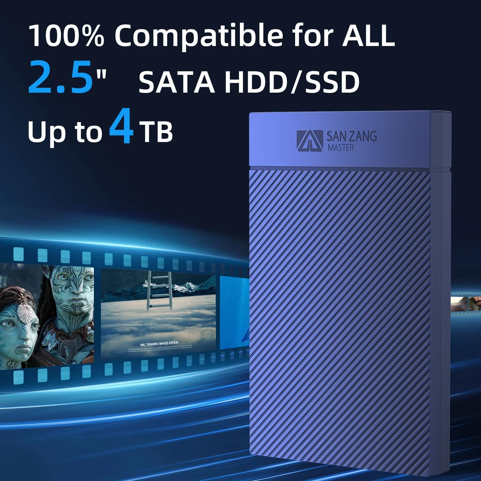 2,5 cala Hard Drive Enclosure - SANZANG beznarzędziowa obudowa dysku twardego USB 3.0, obsługuje UASP i Trim do 2,5 cala SATA SSD i HDD o wysokości 9,5 mm, 7 mm, w zestawie kabel typu C do A,