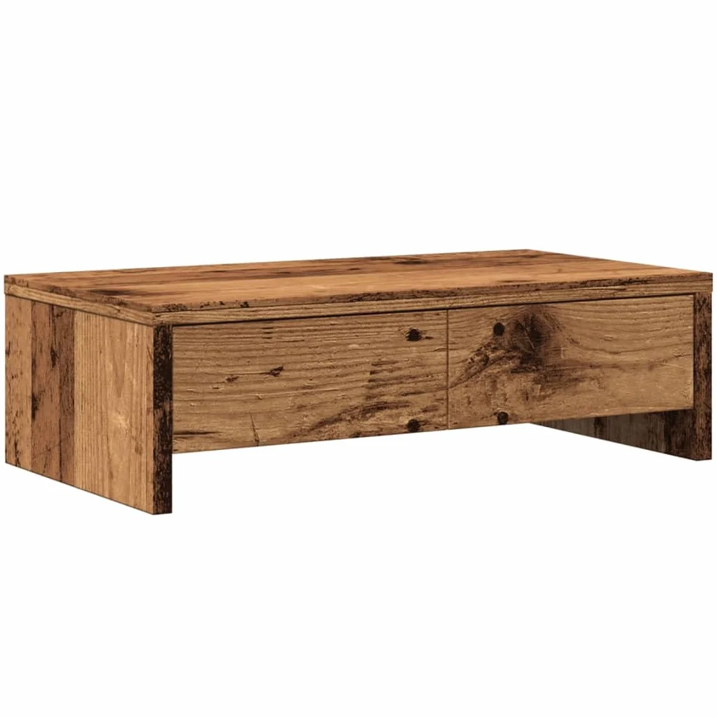vidaXL Podstawka pod monitor z szufladami, stare drewno, 50x27x15 cm