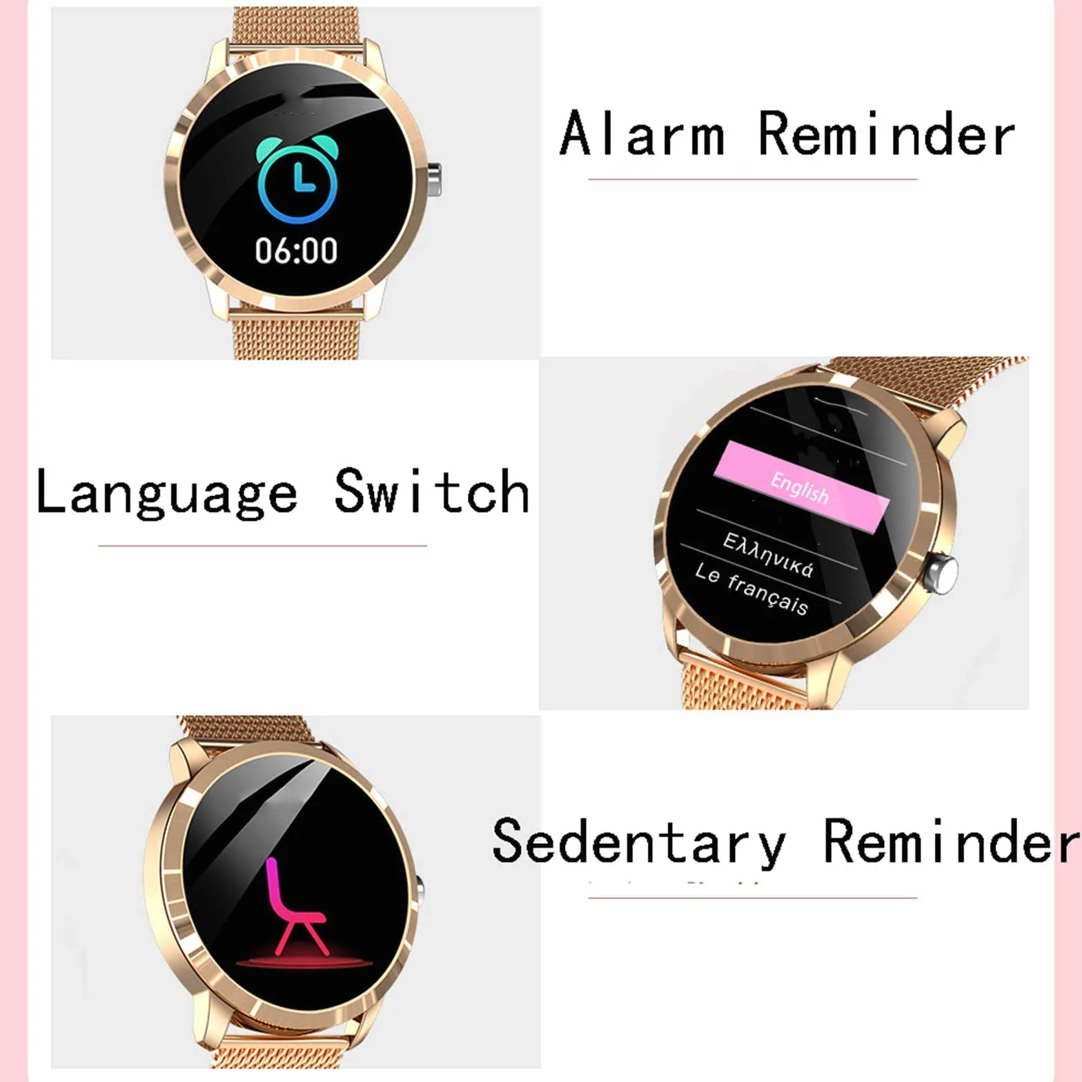 Inteligentny zegarek dla kobiet Inteligentny zegarek na telefony z systemem Android iOS z ekranem 1,139;39; Wiadomości Push Alarm z przypomnieniem Kalorie Krokomierz IP67 Wodoodporny monitor
