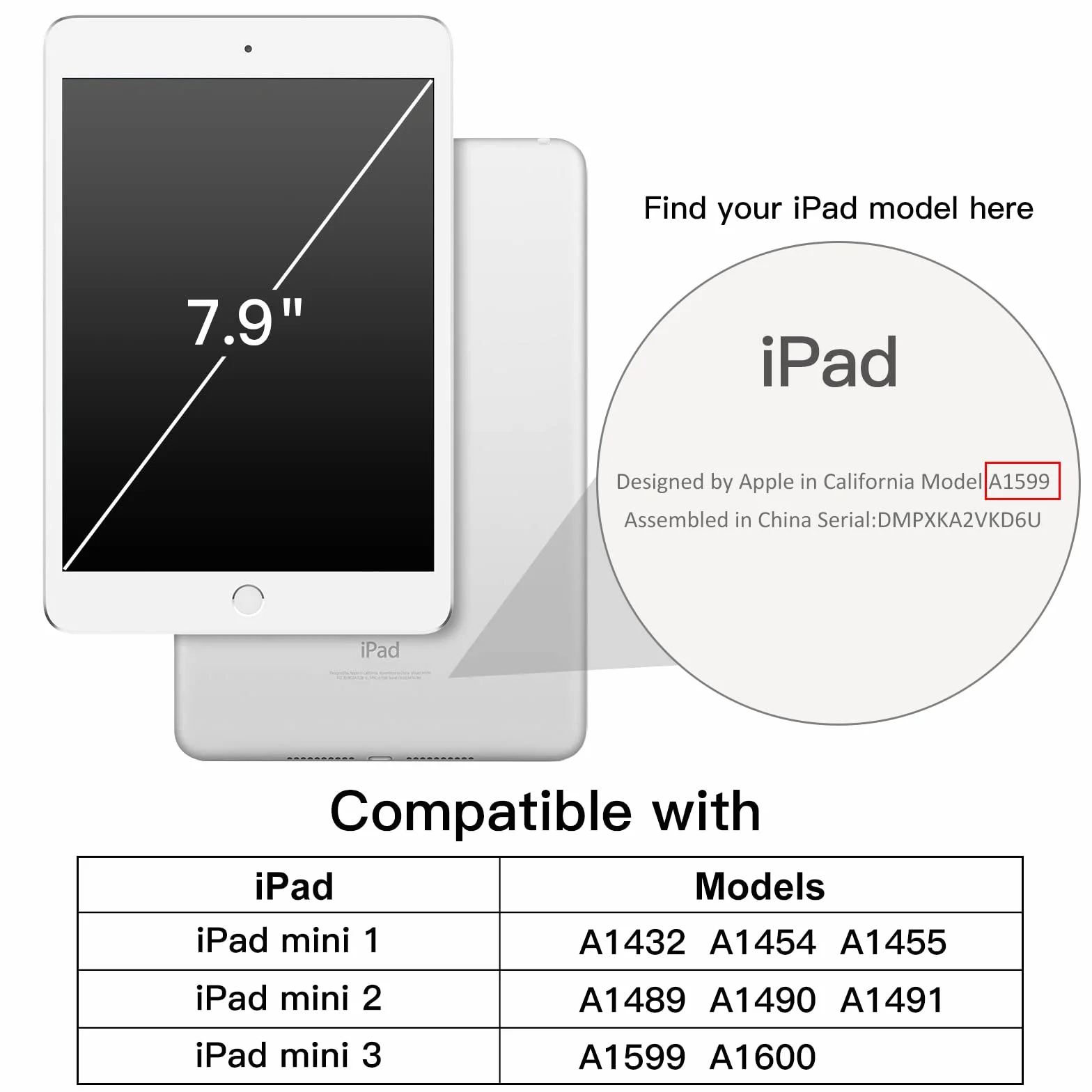 JETech Etui dla iPad Mini 1 2 3 (Nie dla iPad Mini 4), Mądre Pokrywa Automatyczne Budzenie/Uśpienie (Granatowy)