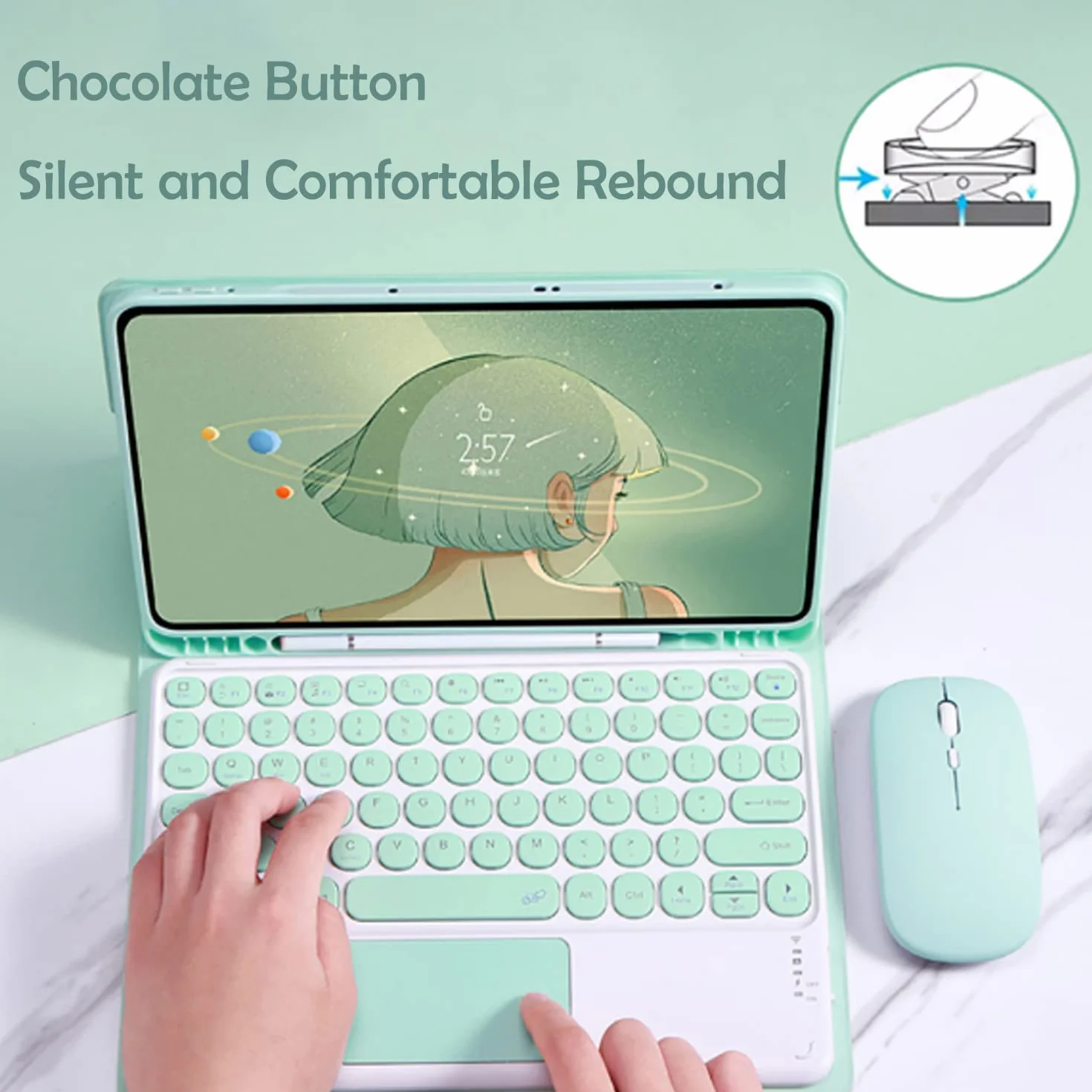 TouchPad etui na klawiaturę z myszką do Xiaomi RedMi Pad 10,6 cala 2022, etui folio klawiatura z magnetycznie odłączaną klawiaturą bezprzewodową do tabletu RedMi Pad 10,61" wydany 2022, czarny