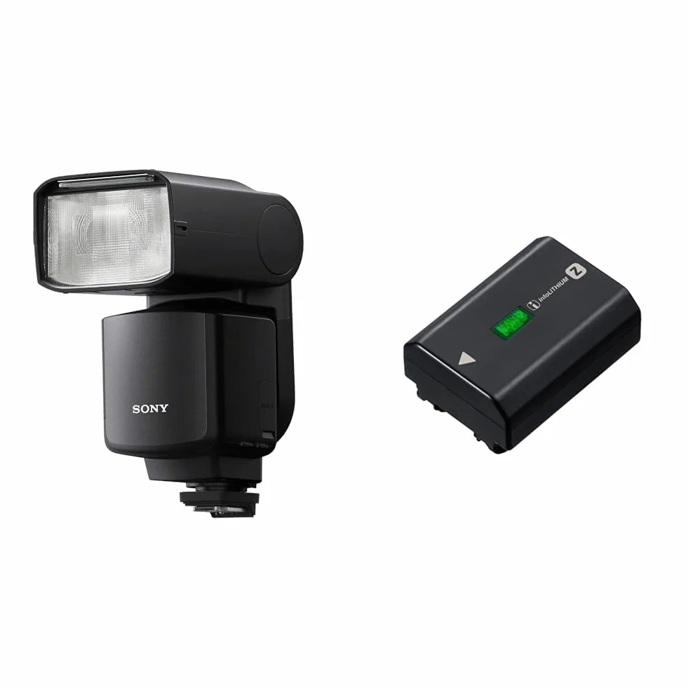 Sony HVL-F60RM2 | zewnętrzna lampa błyskowa z bezprzewodowym sterowaniem radiowym, czarna, HVLF60RM2.CE7 & Sony NPFZ100.CE Akumulator do Aparatu, Czarny, 7.2 V