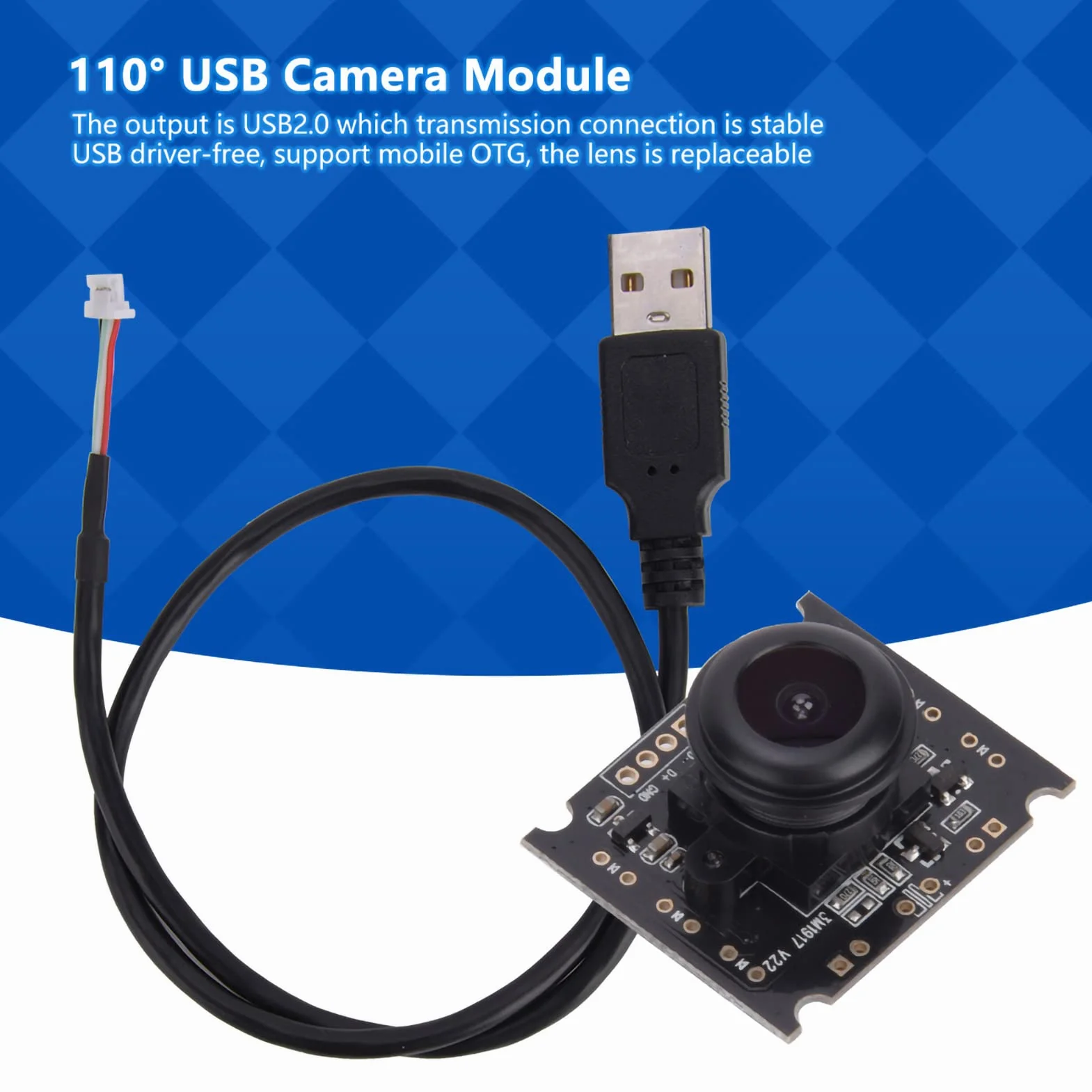 OV3660 Chip USB moduł kamery, szerokokątny moduł kamery 110° HD High Frame 2048 x 1536 15 kl./s, obsługa 110°, mobilny OTG, wyjście USB 2.0, uniwersalny moduł kamery