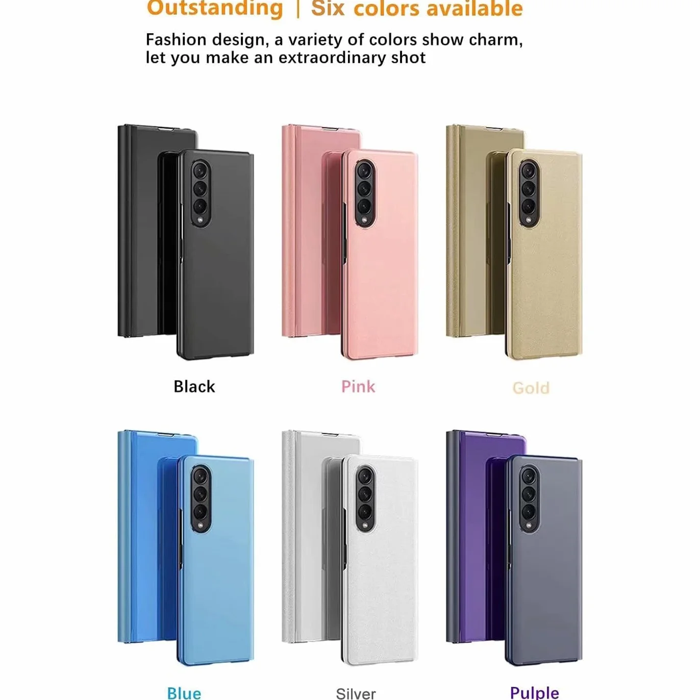 Etui do Samsung Galaxy Z Fold 3, etui z klapką z funkcją stojaka, PC/PU półprzezroczysty wygląd, odporne na wstrząsy etui ochronne na telefon Samsung Galaxy Z Fold 3, czarne