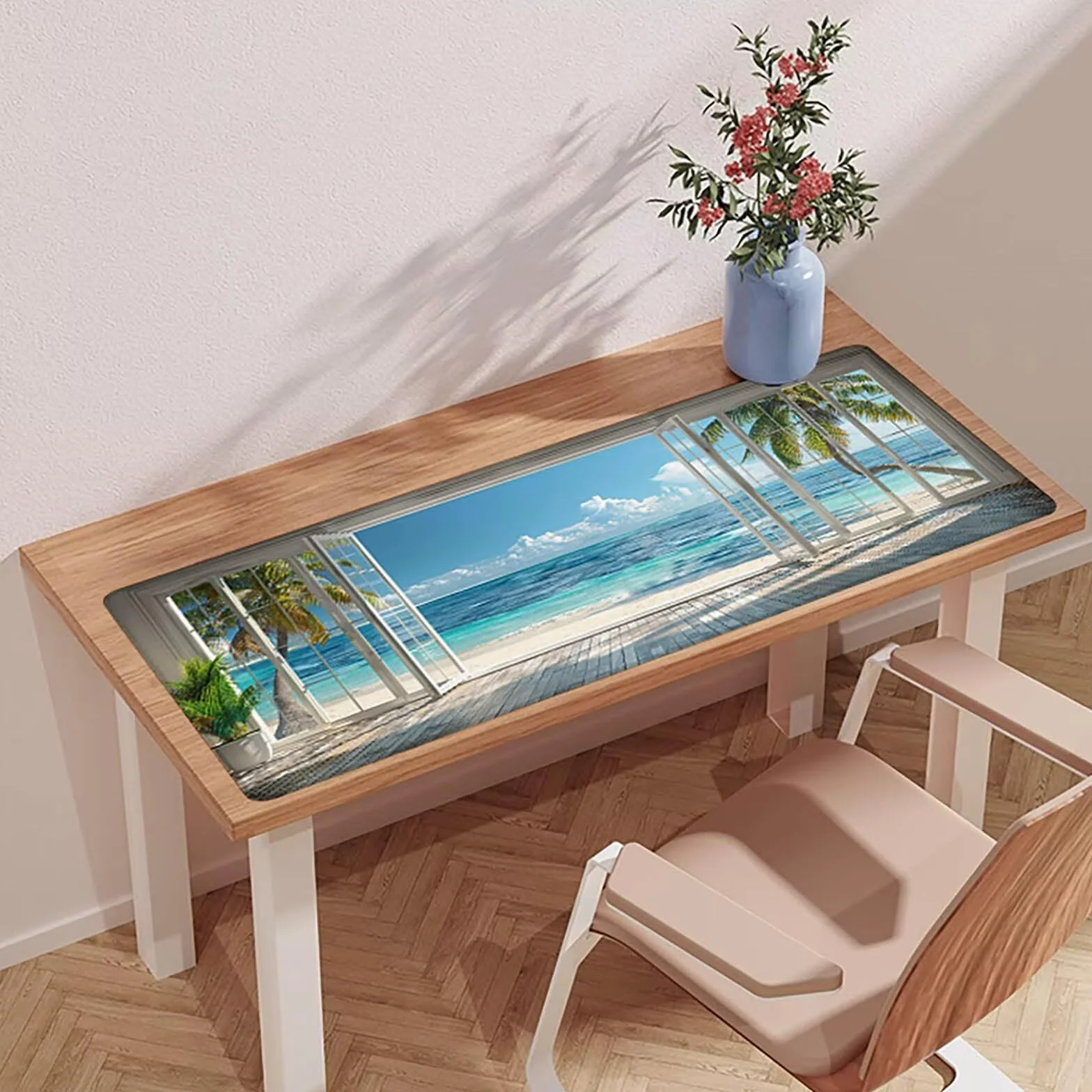Podkładka pod mysz, oceaniczna podkładka pod mysz, XXL, 1600 x 800 x 3 mm, podkładka na biurko z przyszytymi krawędziami, podkładka pod mysz dla graczy, poprawia precyzję i prędkość, akcesoria na