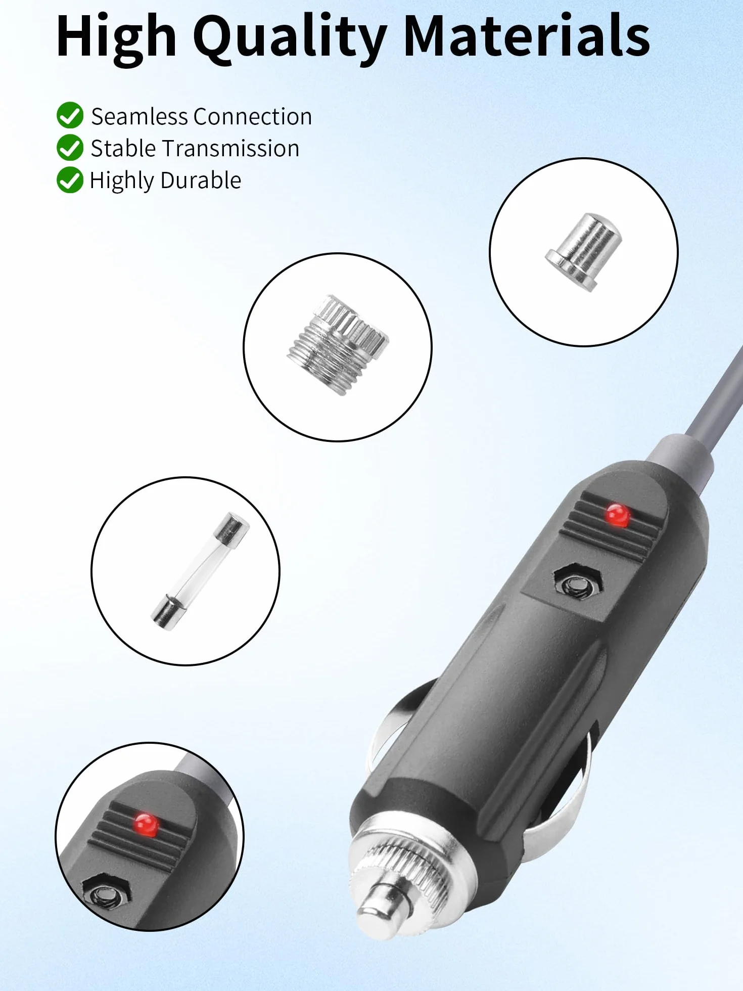 YACSEJAO Kabel zasilający do papierosa na prąd stały do Starlink Mini 12 V-24 V wodoodporna zapalniczka samochodowa do przewodu zasilającego DC 5521 18AWG (3 m)