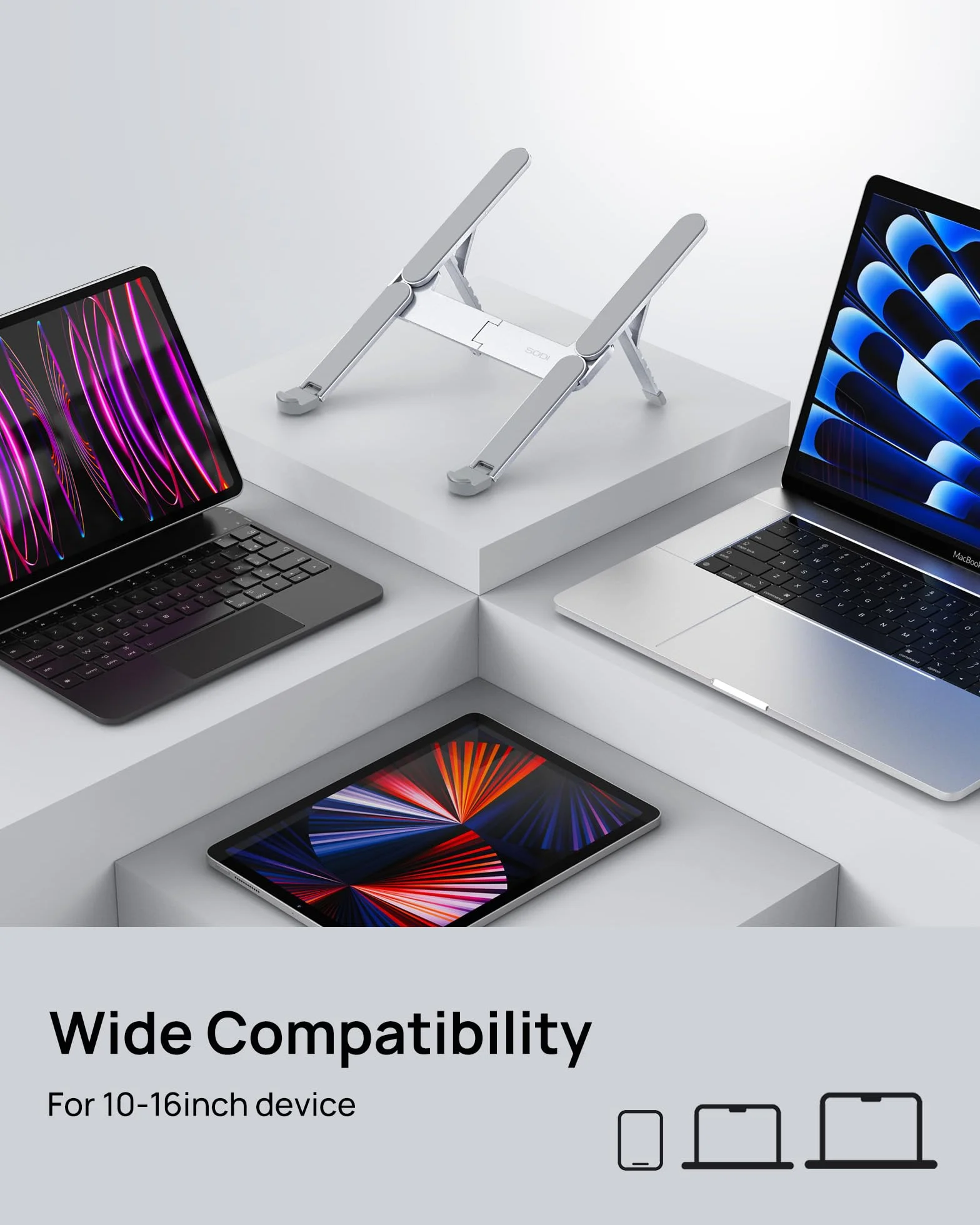 SODI Ultra kompaktowy składany stojak na laptopa aluminiowy z regulowaną wysokością 10-16 cali