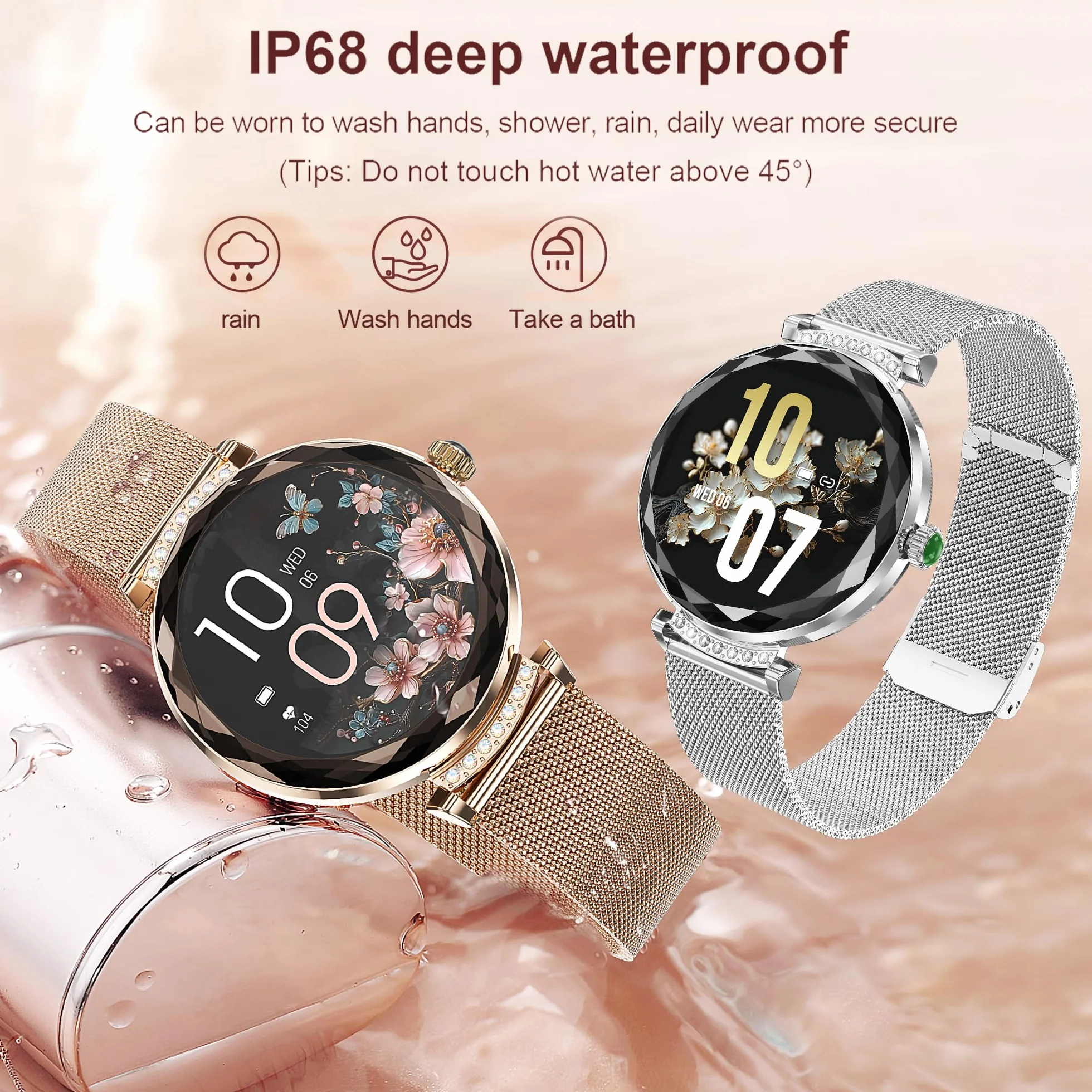 LONGLU damski inteligentny zegarek na telefon z funkcją Bluetooth Smart Watch dla kobiet iPhone iPhone Android Fitness Tracker Multisport Watch z odpowiedzią