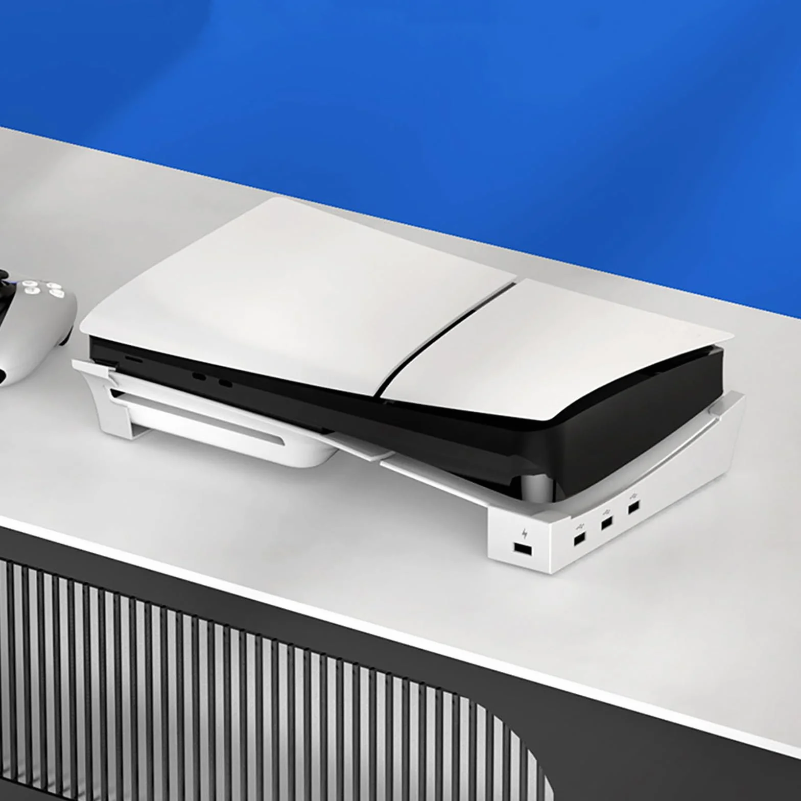 TECKEEN Poziomy stojak z 4 przedłużaczami USB HUB ładowarka port konsola uchwyt do konsoli PS5 Slim