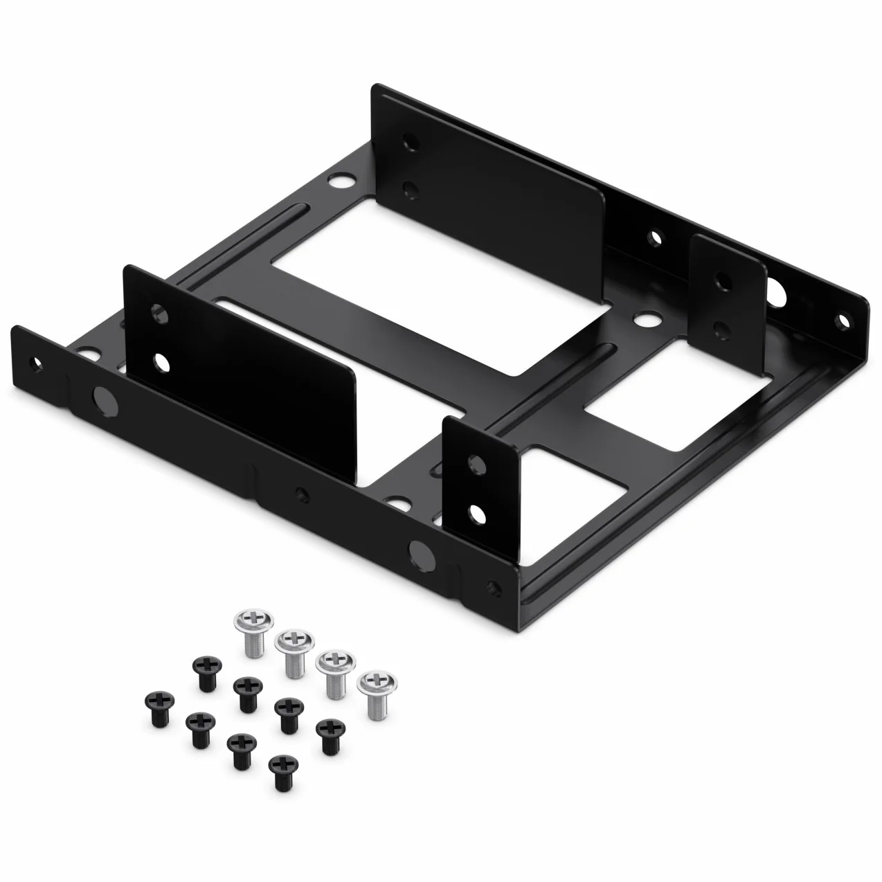 deleyCON Rama Montażowa Set dla 2 Dysków Twardych 2,5" SSD na Adapter 3,5" Zdejmowany Uchwyt na Ramę ze Śrubami 2 Kabel SATA 2 Zasilacze i Śrubokręt