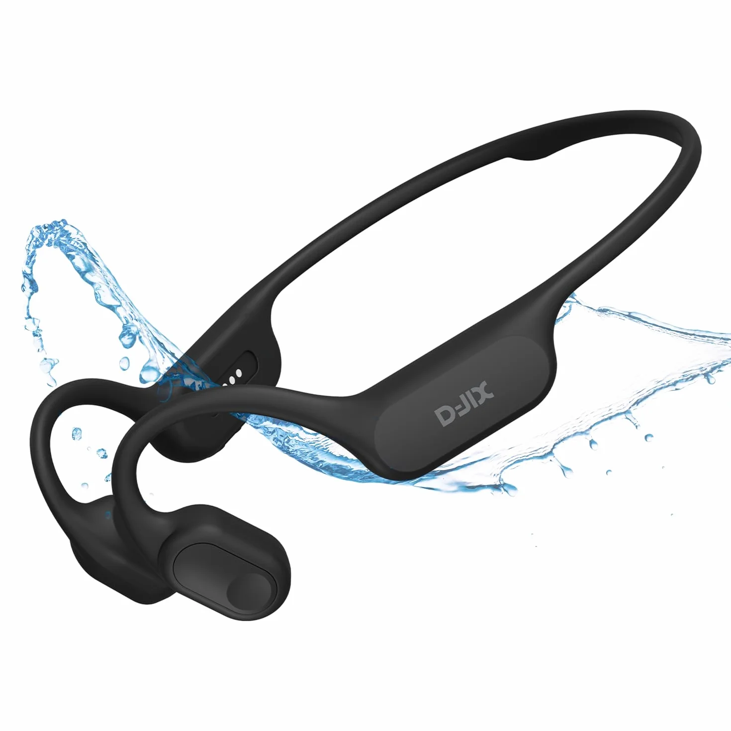 D-JIX Triton 600 Słuchawki Bluetooth 6.0 & MP3 32 GB, wodoodporne, IP68, autonomia, szybkie ładowanie, wbudowany mikrofon, idealny do uprawiania sportu i pracy, czarny