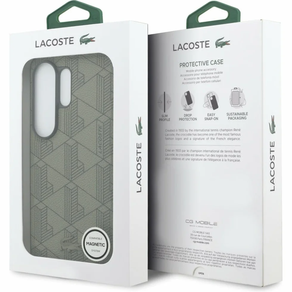 CG MOBILE Lacoste Monogram PCW, mieszanka kompatybilna z MagSafe etui do Samsung Galaxy S26 Ultra (Khaki)