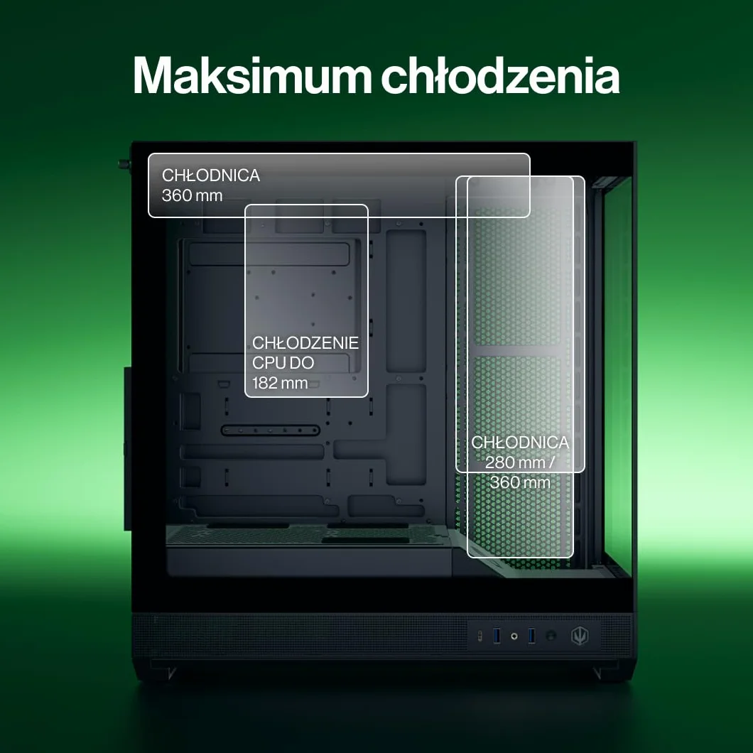 ENDORFY Fishtank 6000 Flex, obudowa PC ATX E-ATX gamingowa, panoramiczna szkło hartowane, USB-C, chłodzenie 2x 360 mm, do 9 wentylatorów, GPU do 445 mm, nowoczesna czarna obudowa komputerowa