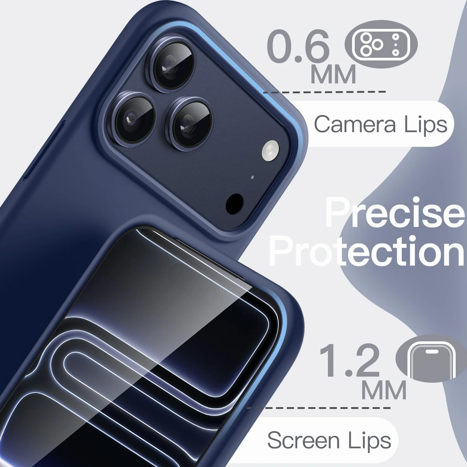 JETech Etui z Płynnego Silikonowe dla iPhone 17 Pro 6,3 Cala, Jedwabiście Miękkie w Dotyku Ochrona Całego Ciała, Obudowa Telefonu na Zarysowania Osłona z Podszewką z Mikrofibry (Ciemnoniebieski)