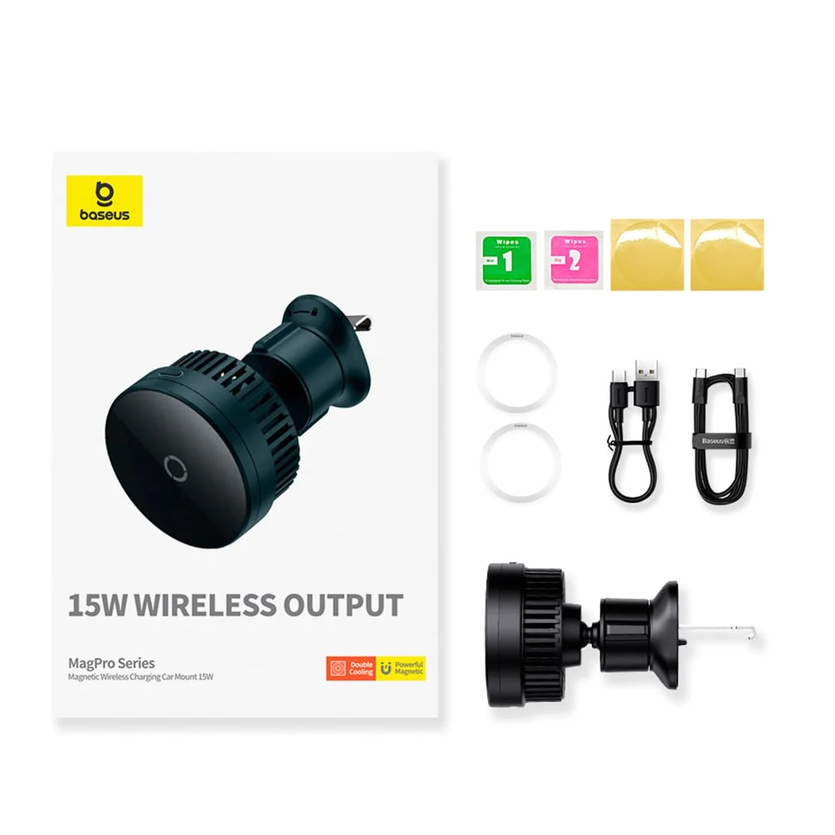Magnetyczny uchwyt samochodowy na telefon Baseus MagPro 15W (czarny)