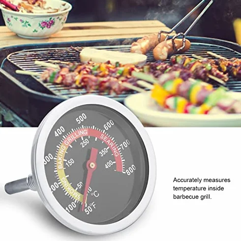 Termometr do Grilla ze Stali Nierdzewnej, Termometr w Zakresie od 50℉ do 800℉ Fahrenheita, do Dowolnego Grilla, Grilla lub Piekarnika