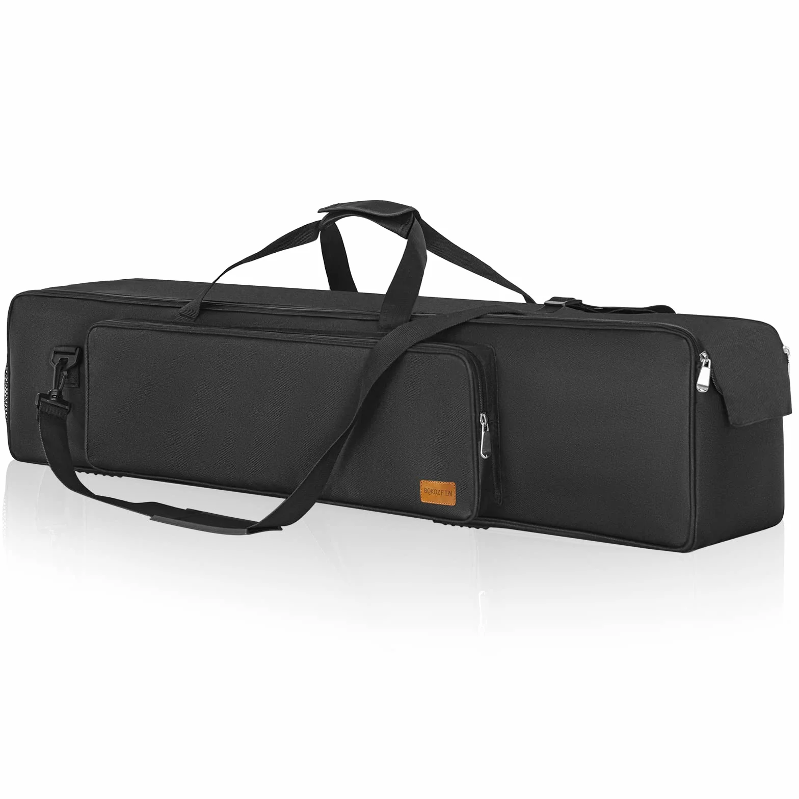OUUTMEE Czarna torba na statyw, 102 x 21 x 21 cm, wytrzymała torba nylonowa z paskami na ramię i uchwytami, wyściełana torba na statywy świetlne, głośniki, boom, mikrofonowe, czarny, 102x21x21cm,