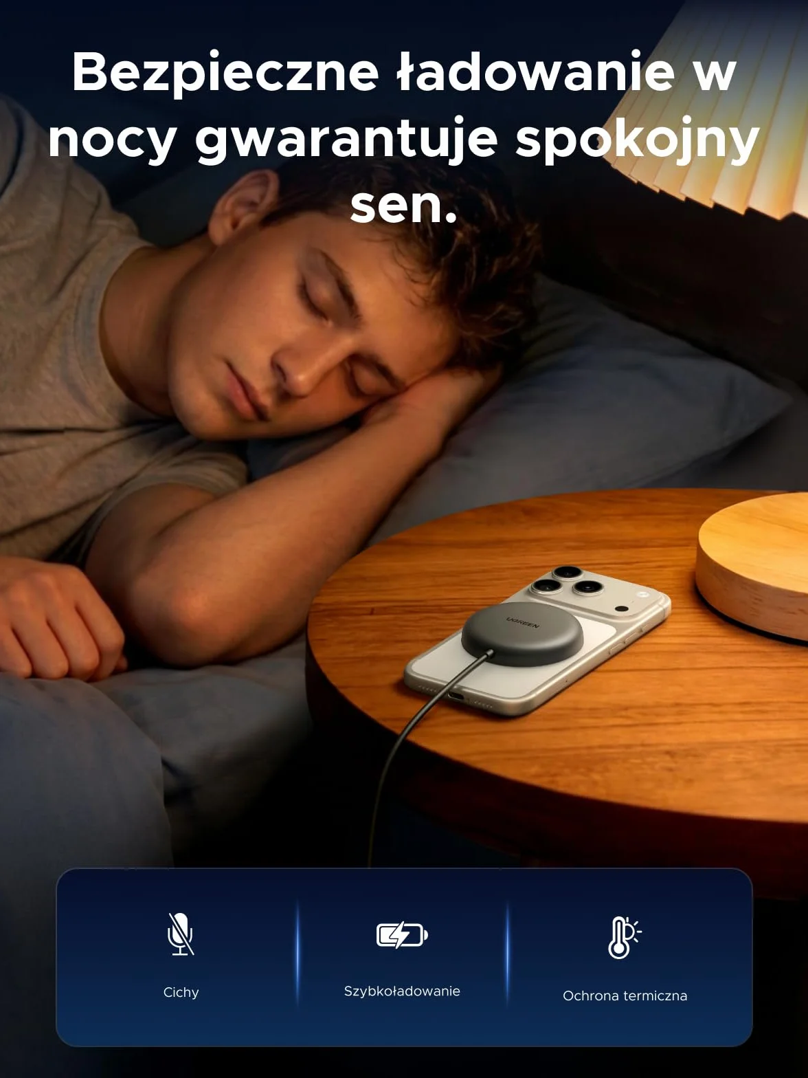 UGREEN Zapix Magnetyczna Bezprzewodowa Ładowarka 25 W, Bezprzewodowa ładowarka z certyfikatem Qi2 do iPhone'a, kompatybilna z MagSafe dla serii iPhone 17/16, z kablem 1,5 m – Czarna