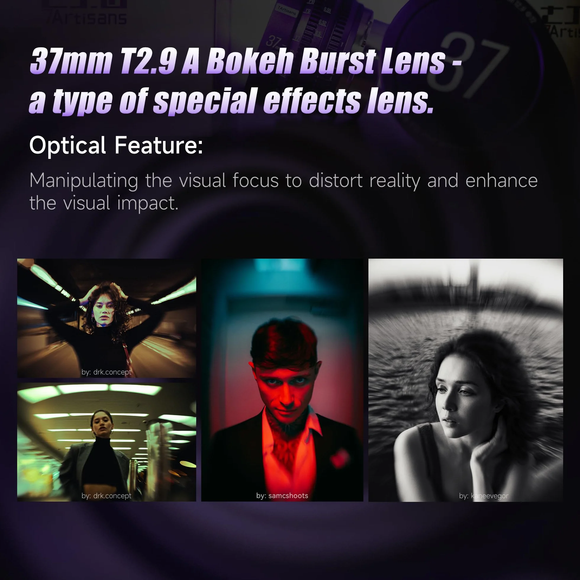 7artisans 37 mm T2.9 Floral Bloom Art Series Explosive Bokeh Pełnoklatkowy Ręczne ustawianie ostrości Profesjonalny obiektyw Cine PL Mount Kompatybilność do kreatywnej fotografii i tworzenia filmów