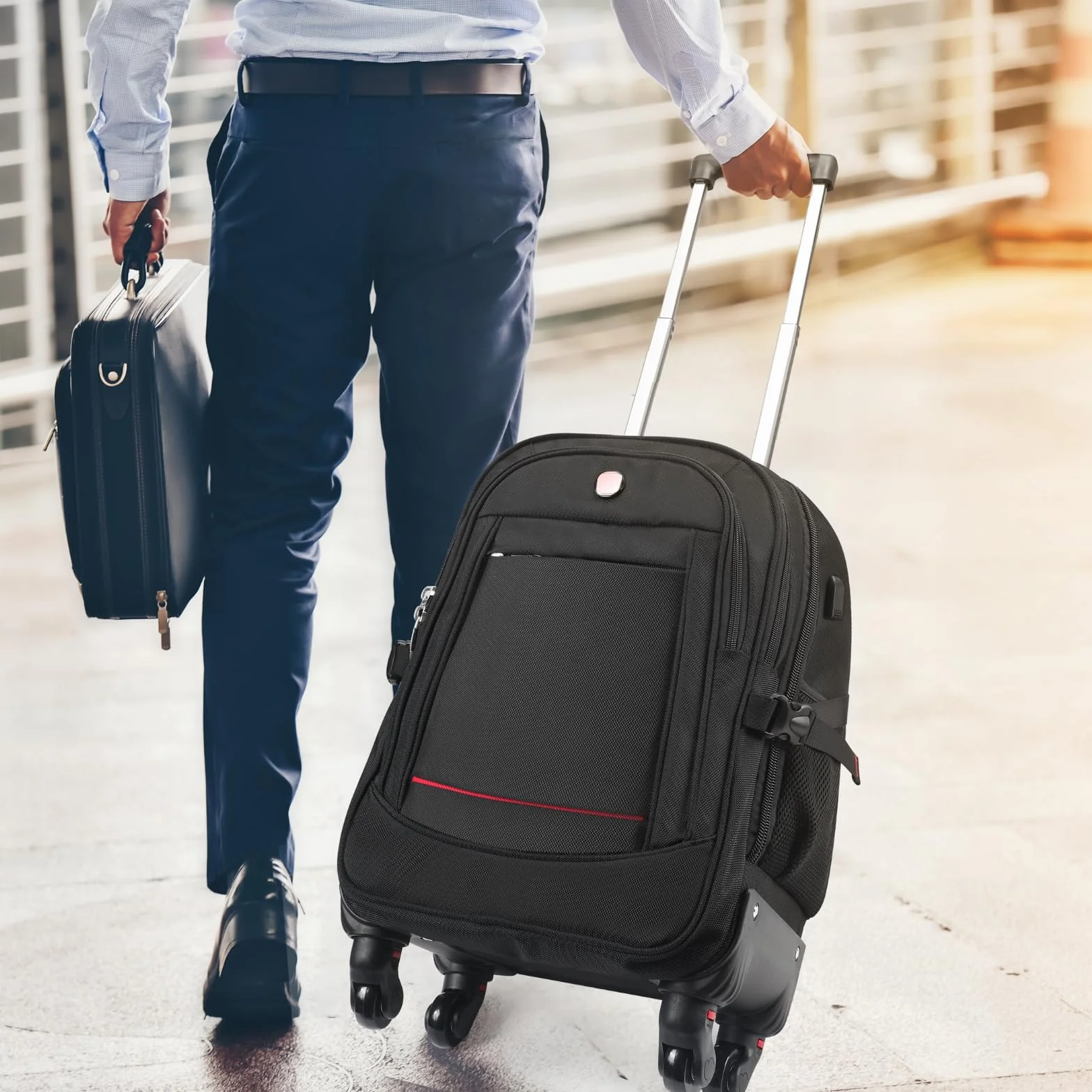 star cloud Plecaki na kółkach serii SC, Czarny-a, Carry on 22-Inch 45L, 4-kołowy plecak na kółkach