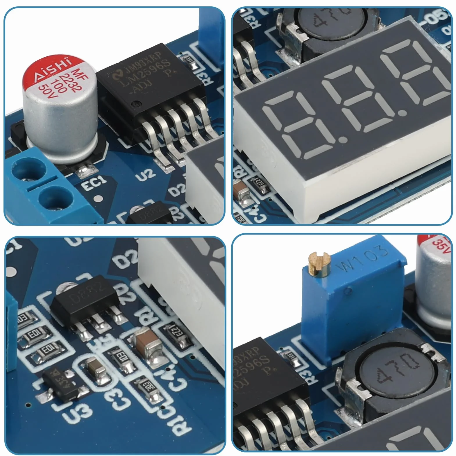 2 sztuki przetworników napięcia DC-DC Buck, moduł mocy, regulowany moduł Step-Down, stabilny 36V 24V 12V do 5V 2A moduł zasilacza z wyświetlaczem LED do projektów elektronicznych