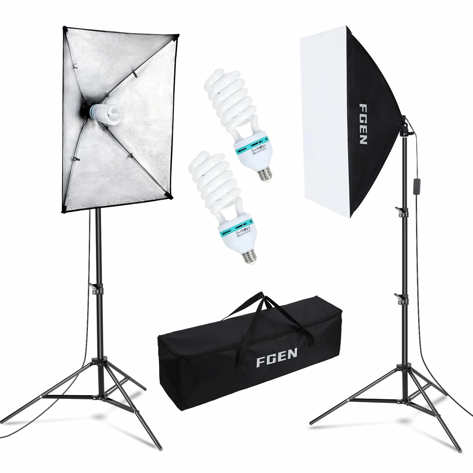 135W Softbox 5500K,2×50×70 cm fotograficznego Softbox con E27 | Statyw 2 m do fotografii produktowej, portretów i studia fotograficznego.