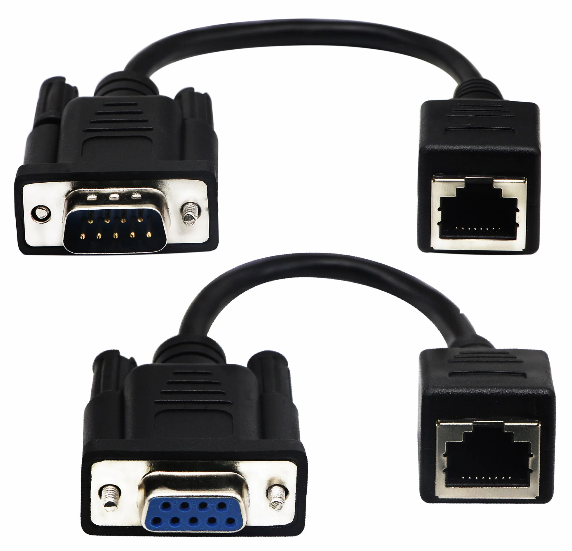 Kabel RJ45 do RS232, DB9 9-pinowy port szeregowy żeński i męski do RJ45 żeńska konsola Ethernet LAN Cat5/6 (18 cm/7 cali) 2 szt