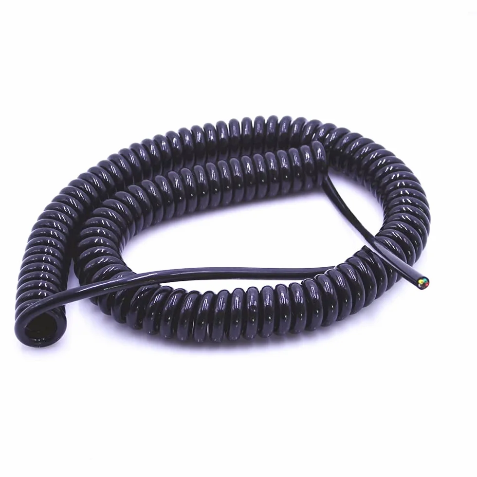 Kabel sprężynowy, 4-żyłowy sprężynowy teleskopowy rozciągliwy przewód przedłużający spiralny kabel 24AWG0,2 mm /20AWG0,5 mm /17AWG1,0 mm /14AWG2,0 mm(2.5 Meters,20AWG0.5MM)