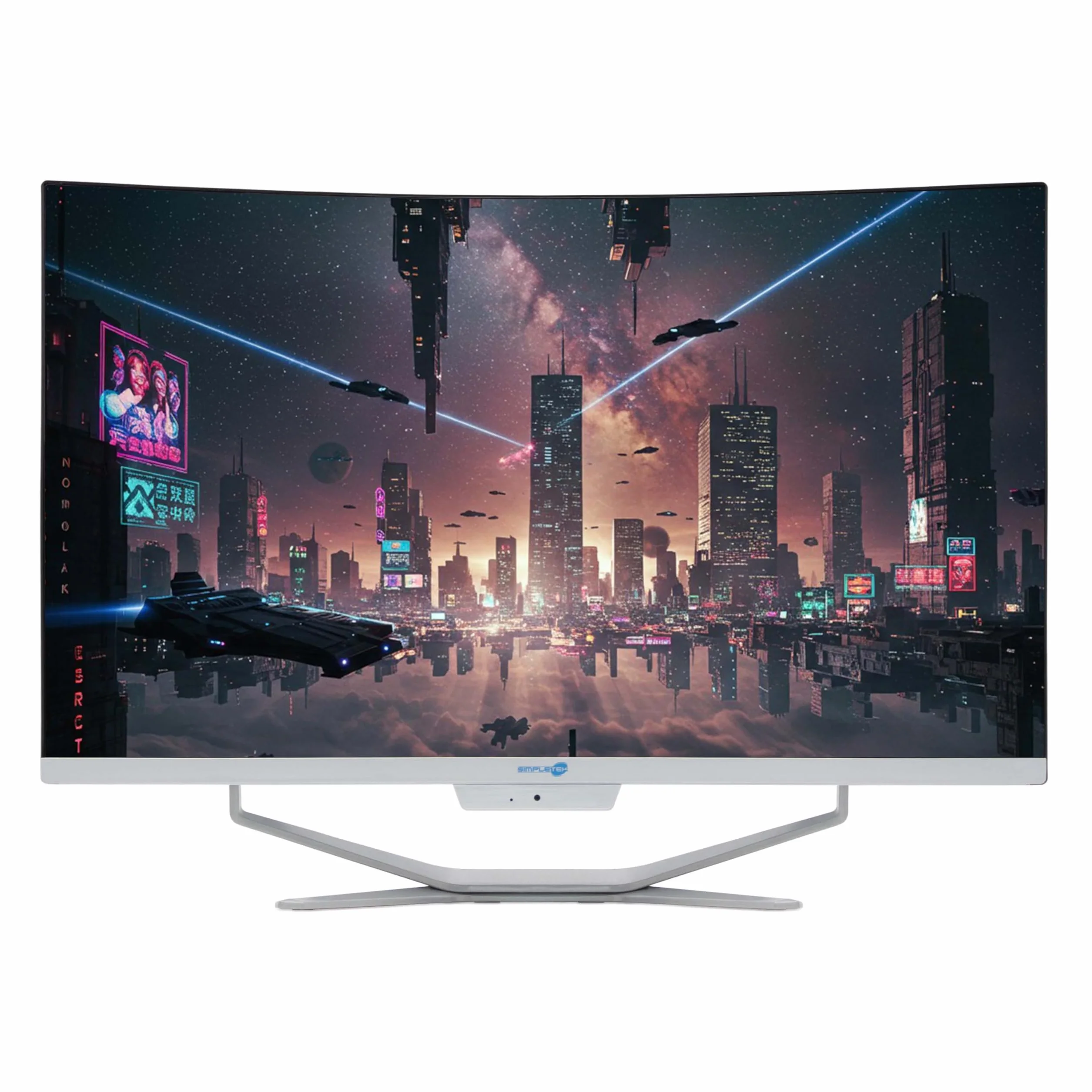 SIMPLETEK Wszystko w jednym AiO 27" FHD zakrzywiony system Windows 10 Core i7 do 3,6 GHz, 16 GB RAM SSD 240 GB + mysz bezprzewodowa w zestawie kamera internetowa PC do gier zakrzywione streaming dom