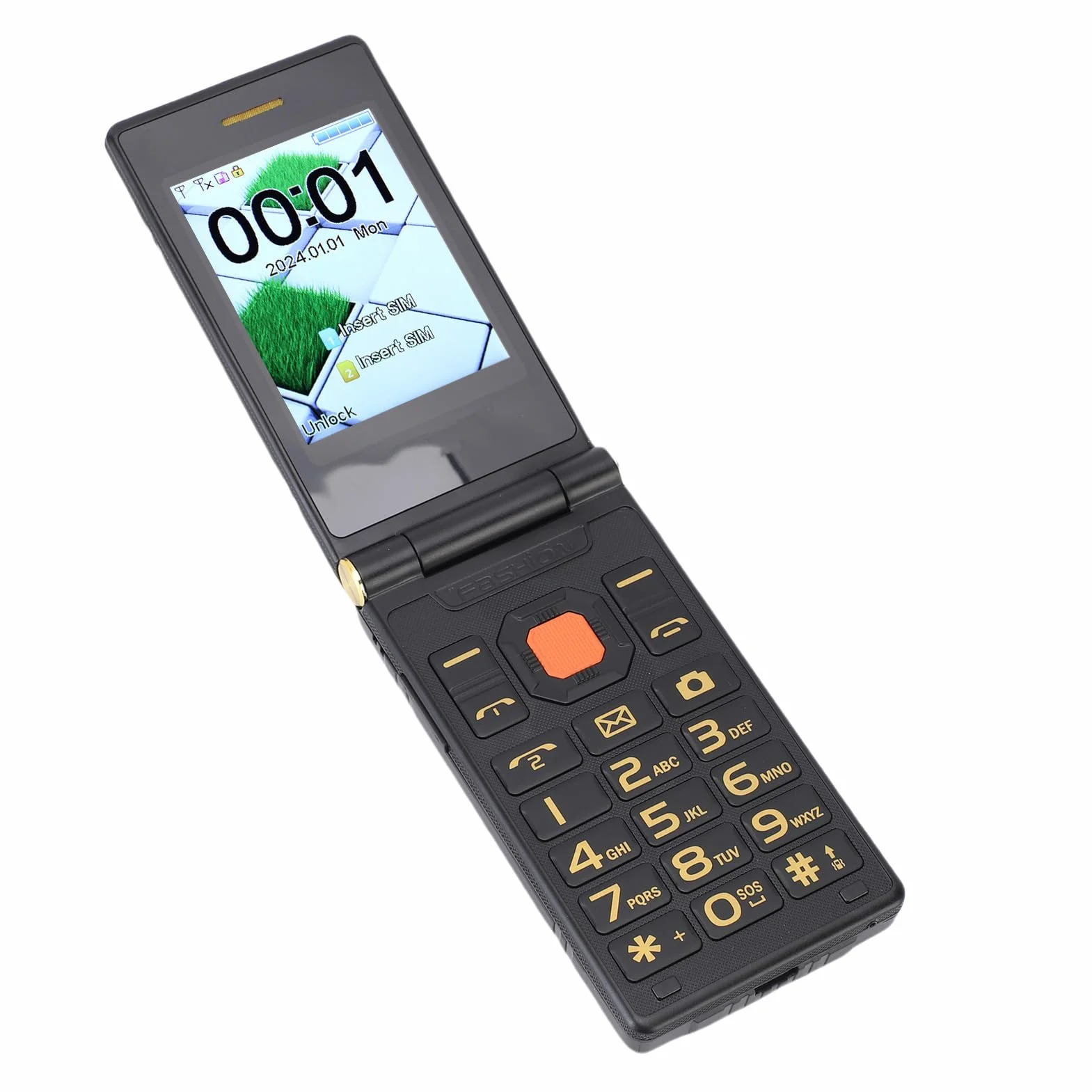 Bewinner Dual Ecran Flip Telefon z Aparatem, Dużymi Czcionkami, Systemem Transmisji Głosowej, Numery Rodzinne, Bateria 4800 MAh, GSM 850/900/1800/1900 MHz, Dual SIM Dual Standby, Obsługa (BLACK)
